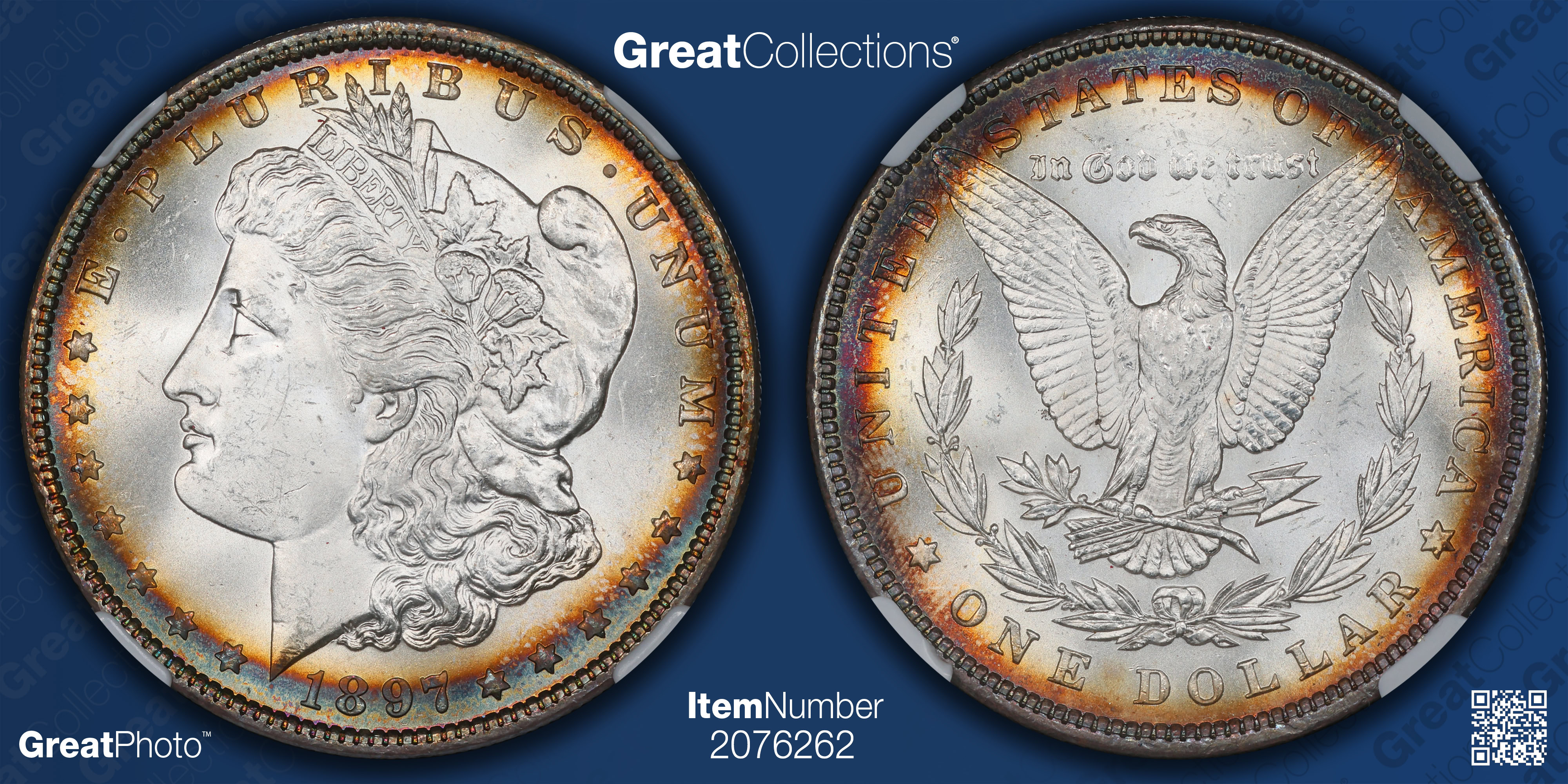 1897 Morgan Silver Dollar NGC MS-64 ☆ (Toned) (Item 2076262