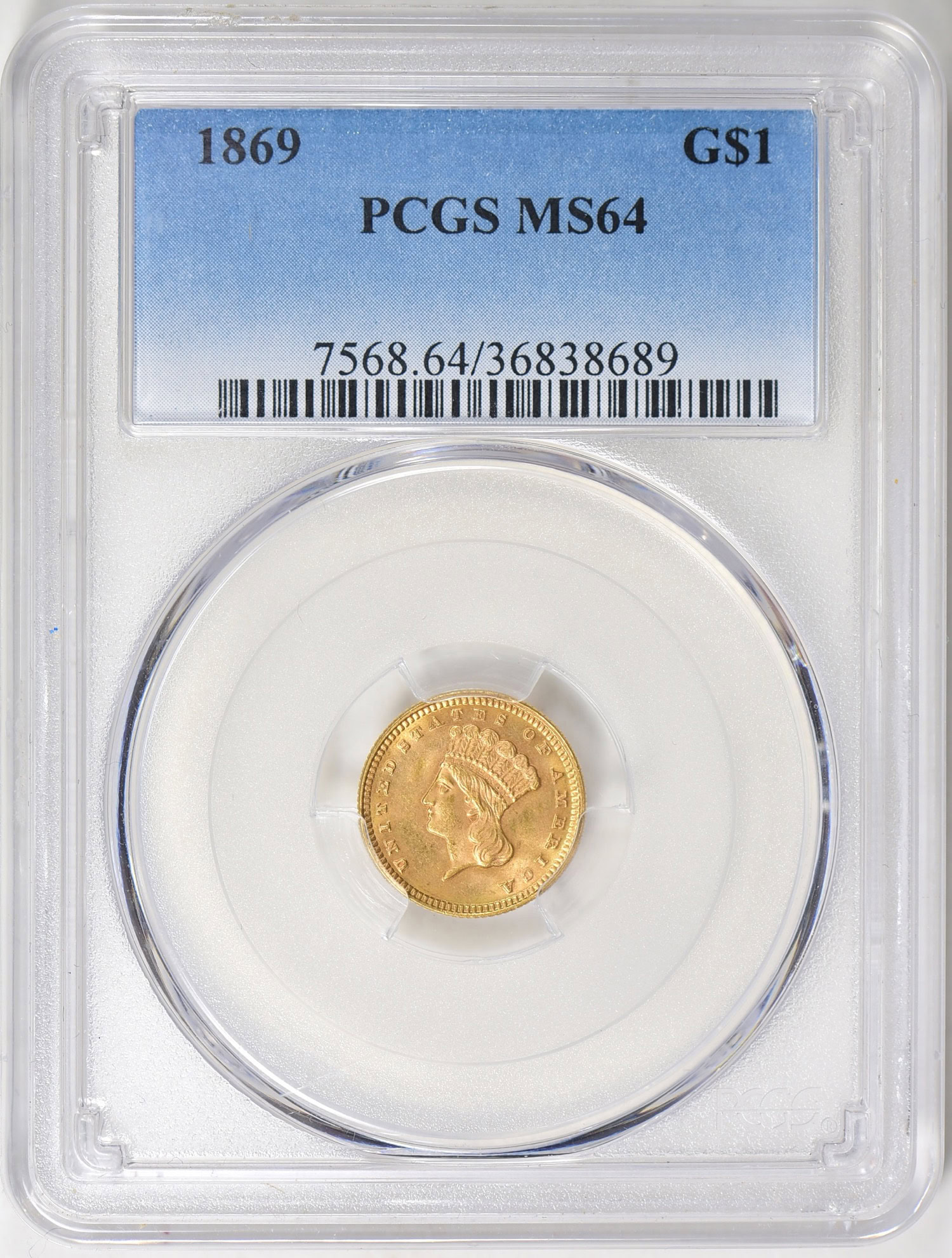 1869 Indian Princess Gold Dollar PCGS MS-64 (Item 2076301