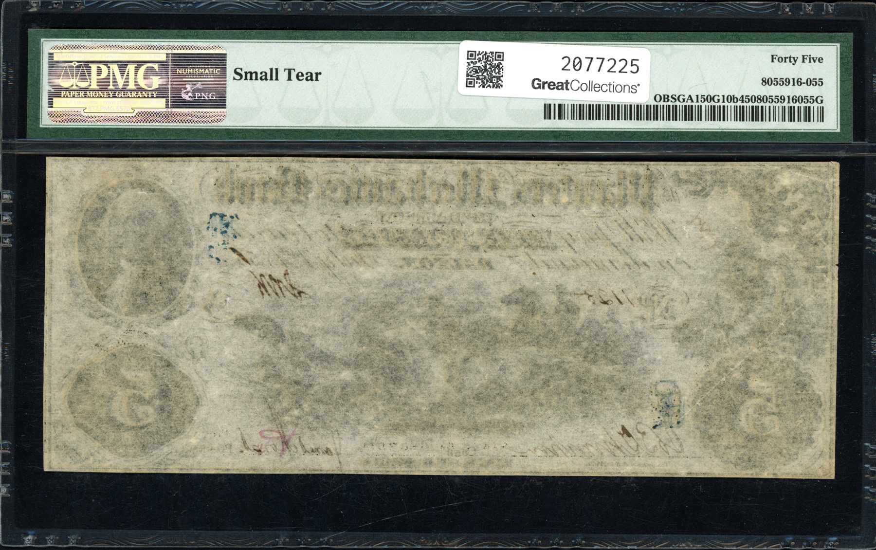 1856 Dalton, Georgia Planters and Mechanics Bank of Dalton $5 Note