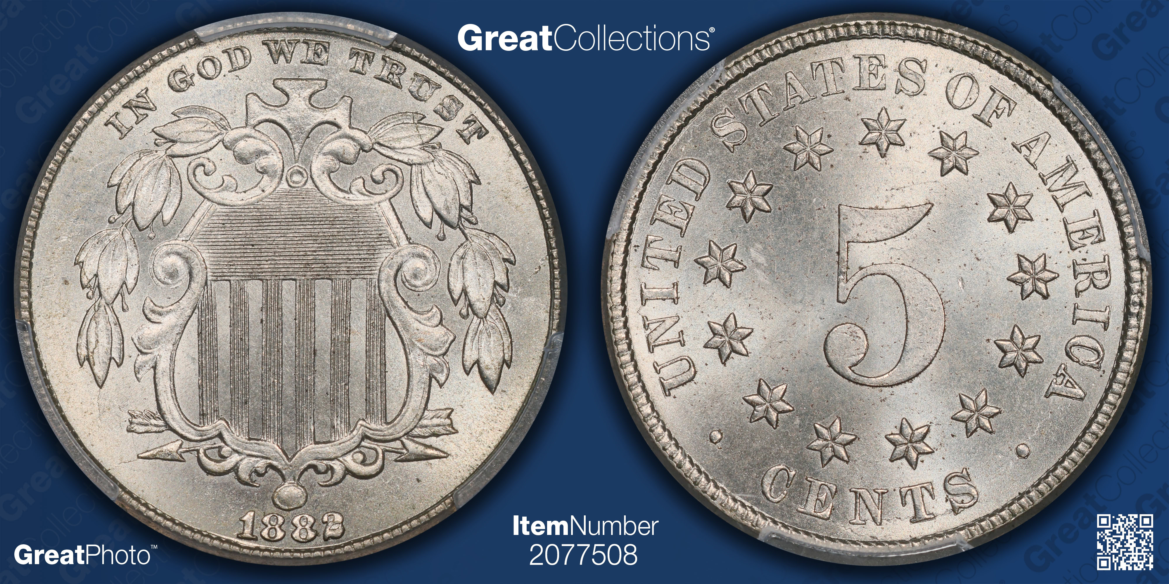 1882 Shield Nickel PCGS MS-63 (Item 2077508) | GreatCollections