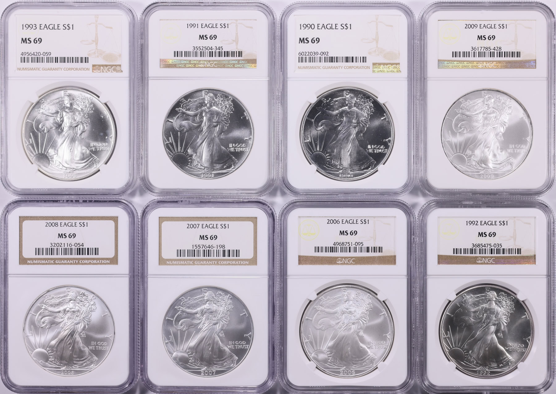 1986 - 2021 $1 Silver Eagle Date Run NGC MS-69 (36 Coins) (Item