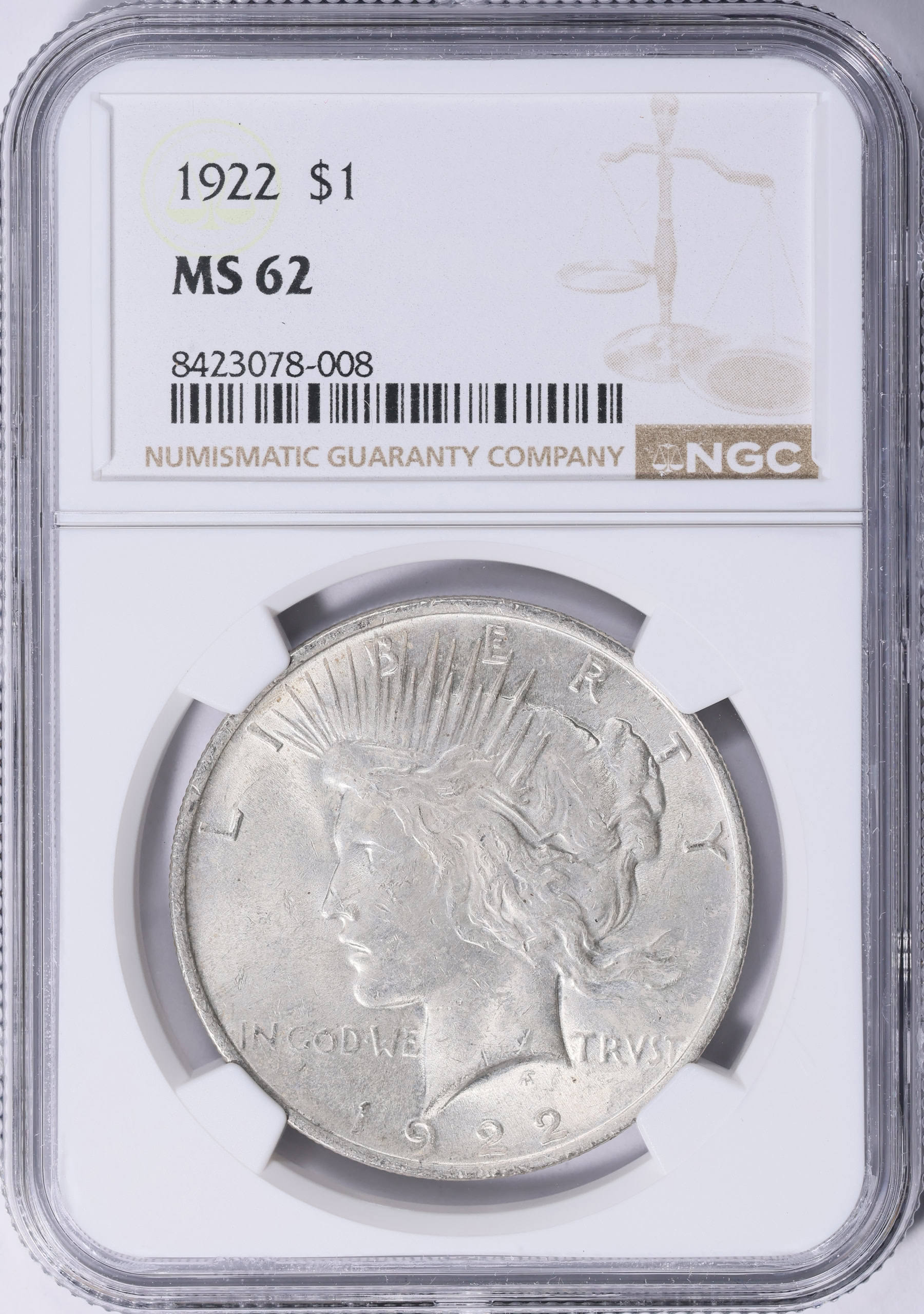 1922 Peace Silver Dollar NGC MS-62 (Item 2077783