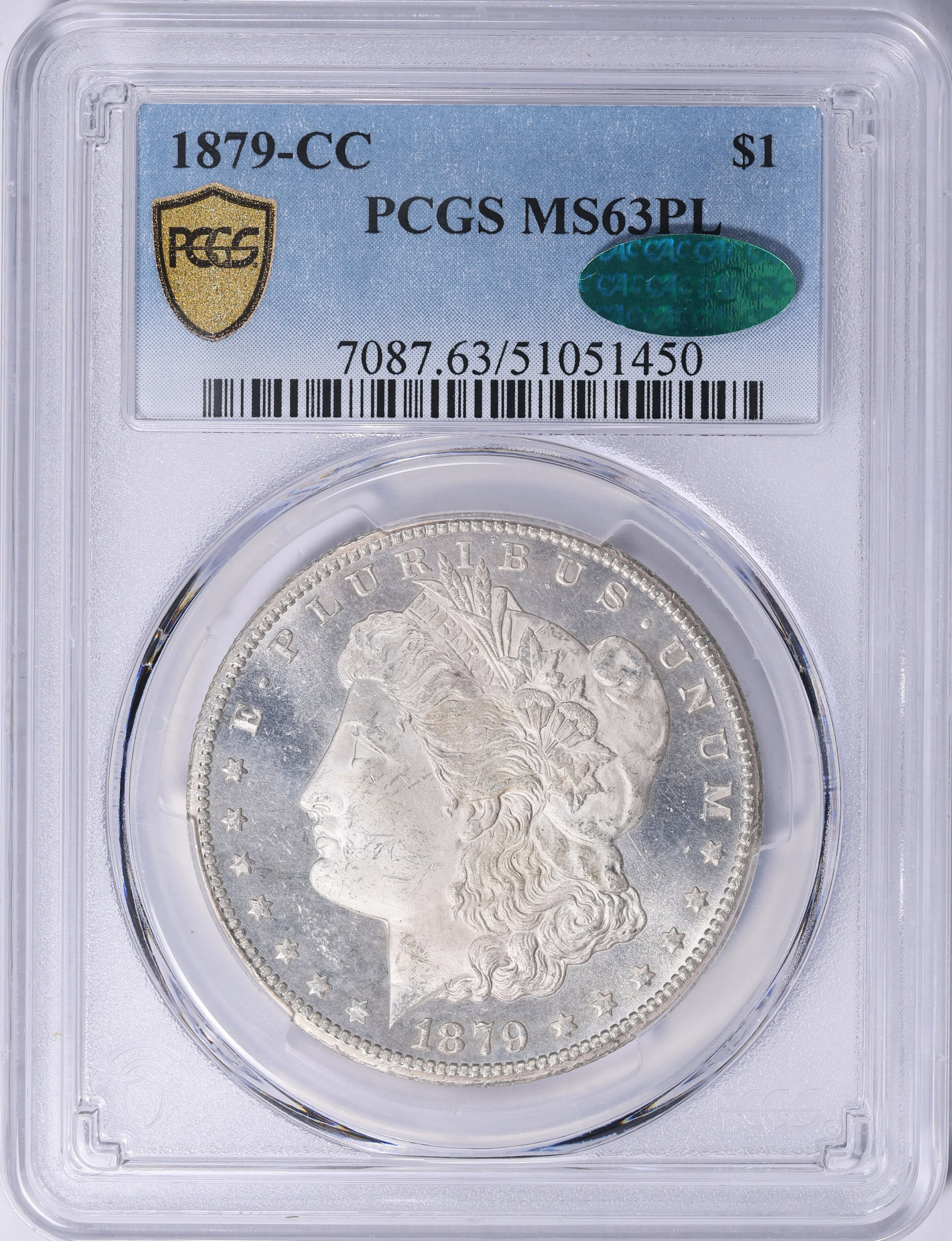 1879-CC Morgan Silver Dollar PCGS MS-63 PL (CAC Green) (Item