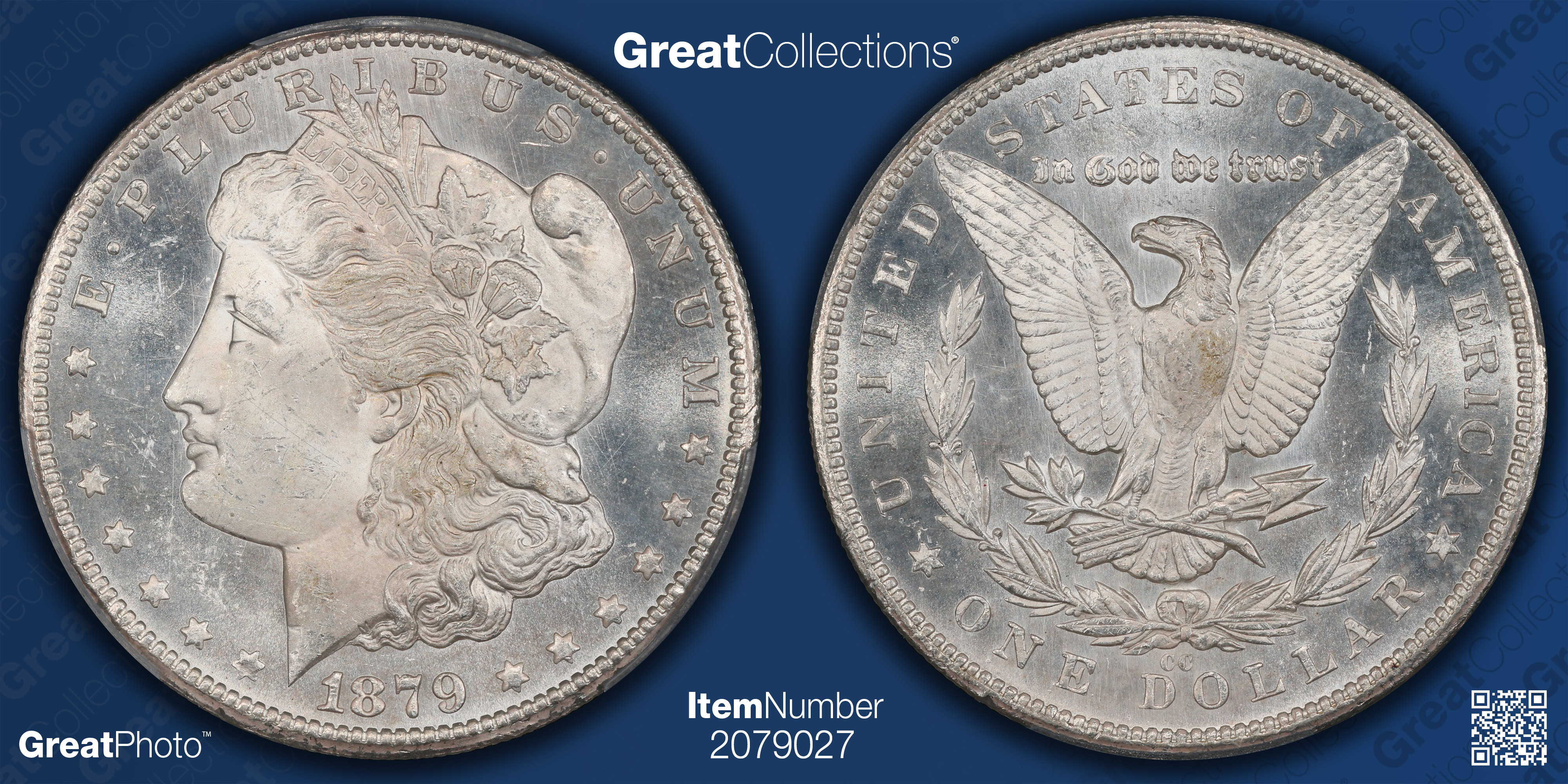 1879-CC Morgan Silver Dollar PCGS MS-63 PL (CAC Green) (Item