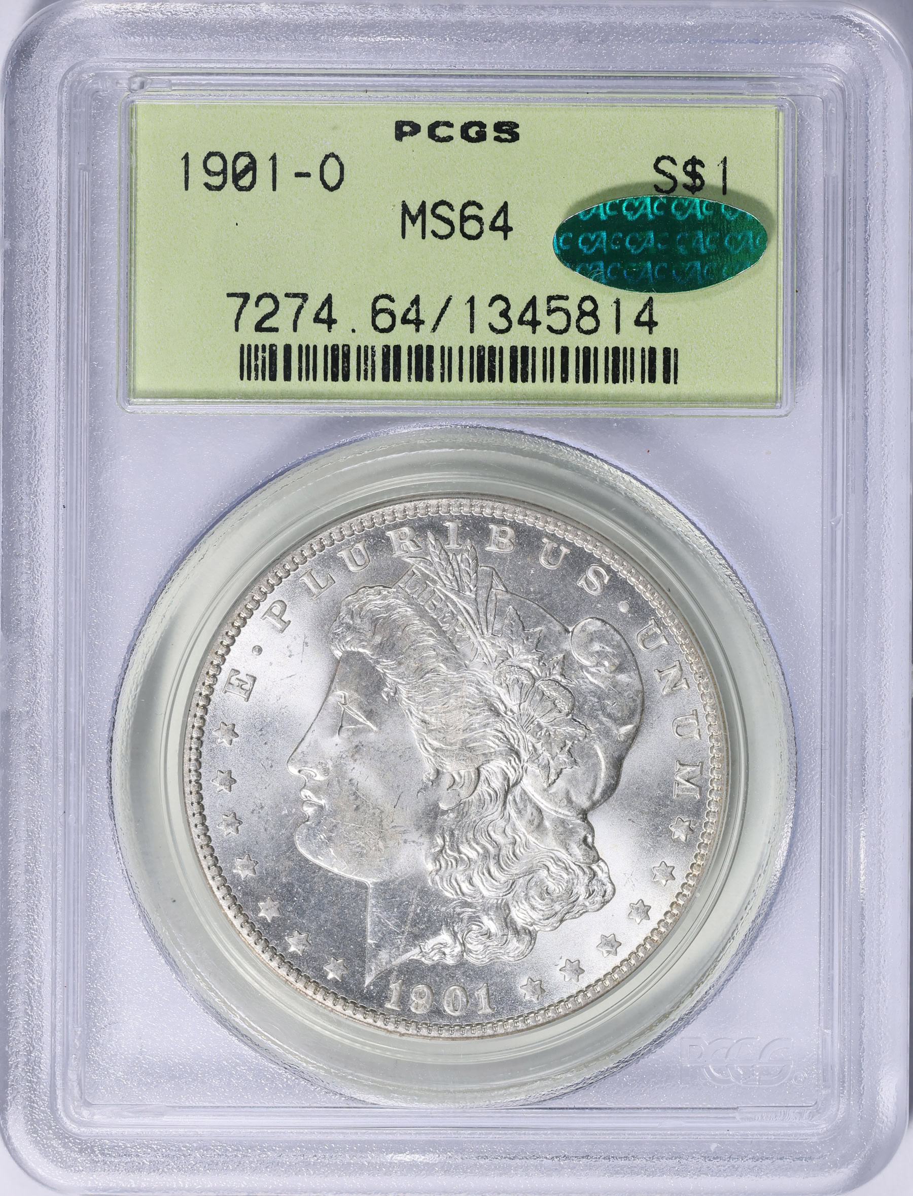 1901-O Morgan Silver Dollar PCGS MS-64 (CAC Green) OGH (Item