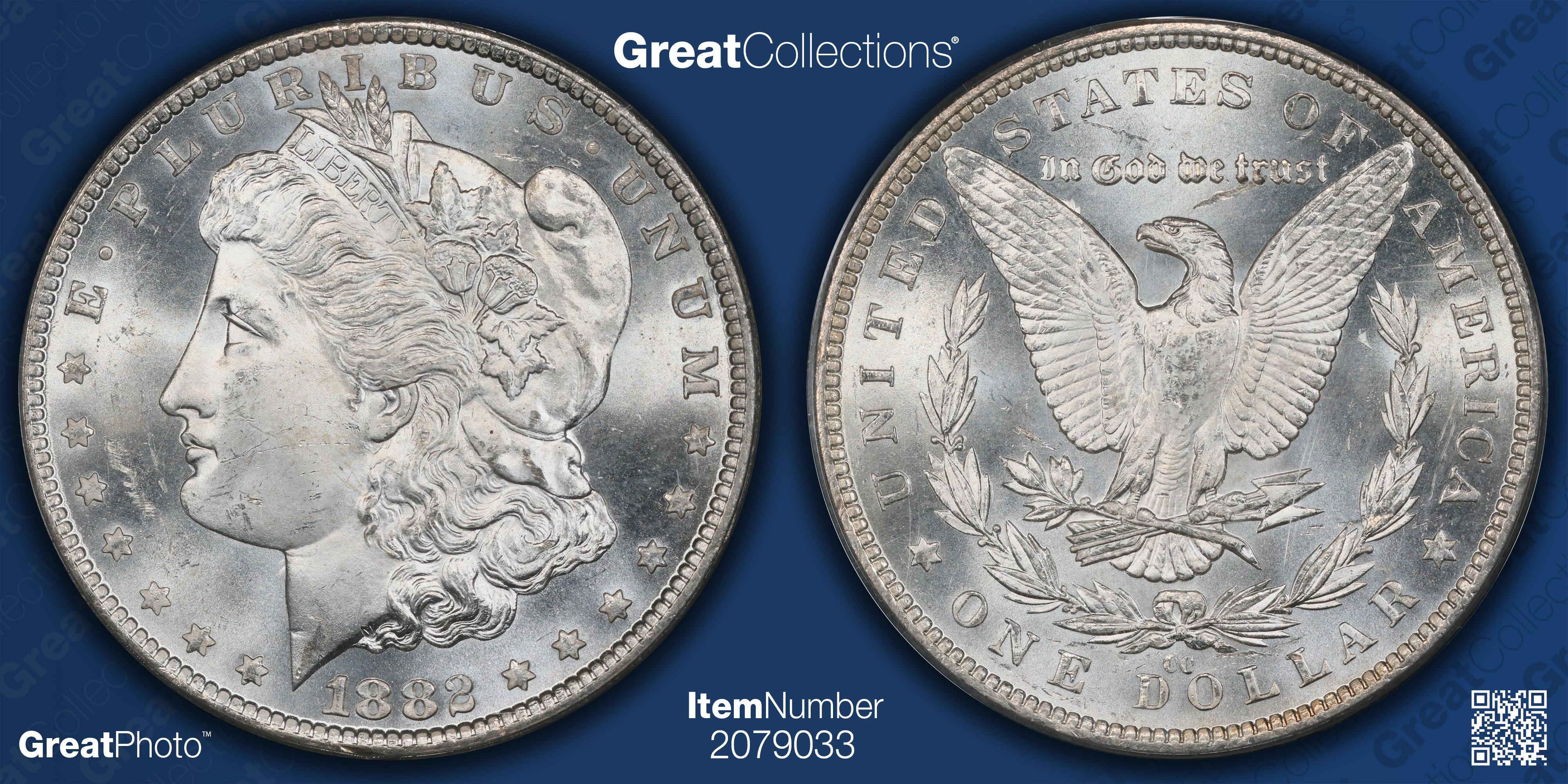 1882-CC Morgan Silver Dollar PCGS MS-64 (CAC Green) OGH (Item