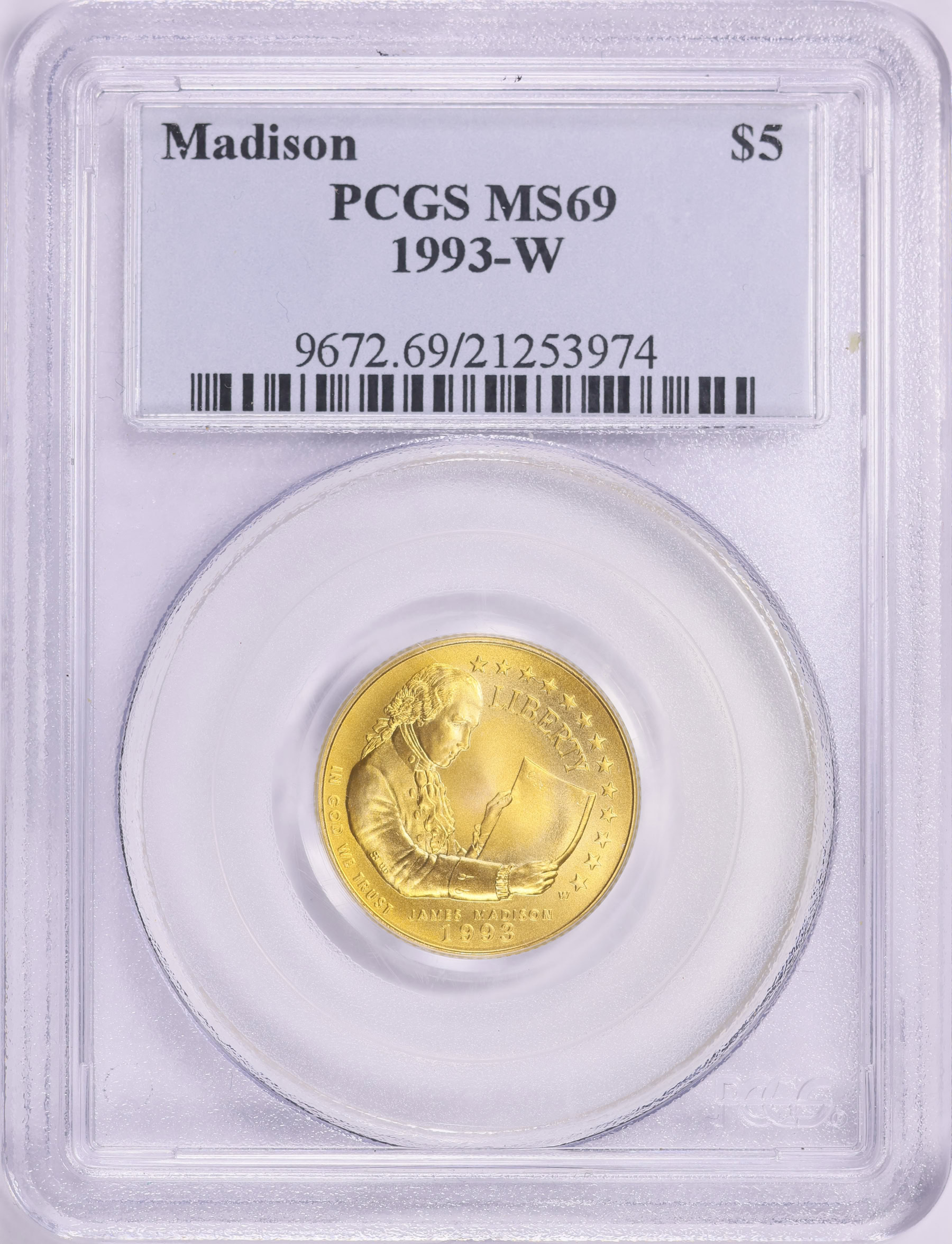 1993-W James Madison and Bill of Rights Gold $5 PCGS MS-69 (Item