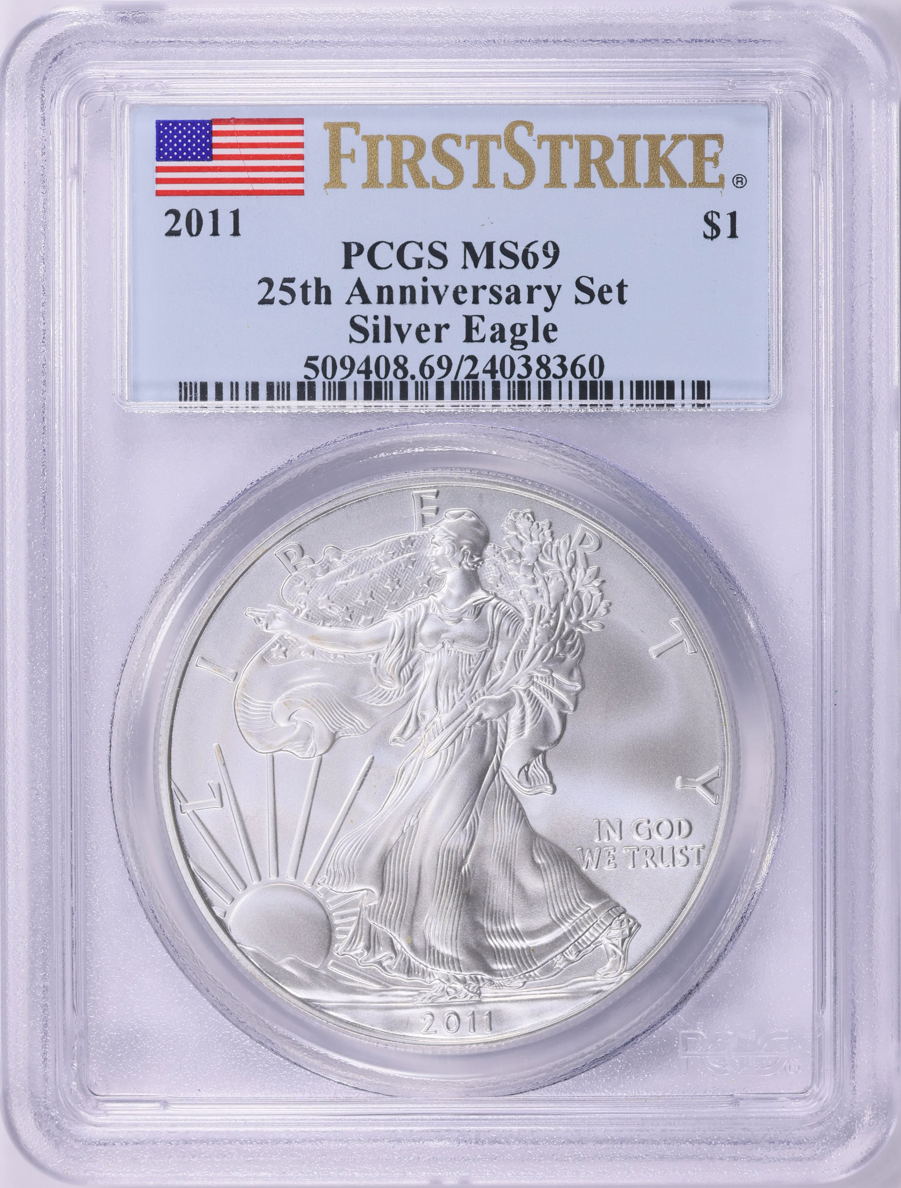 2011 $1 Silver Eagle 25th Anniversary First Strike PCGS MS-69