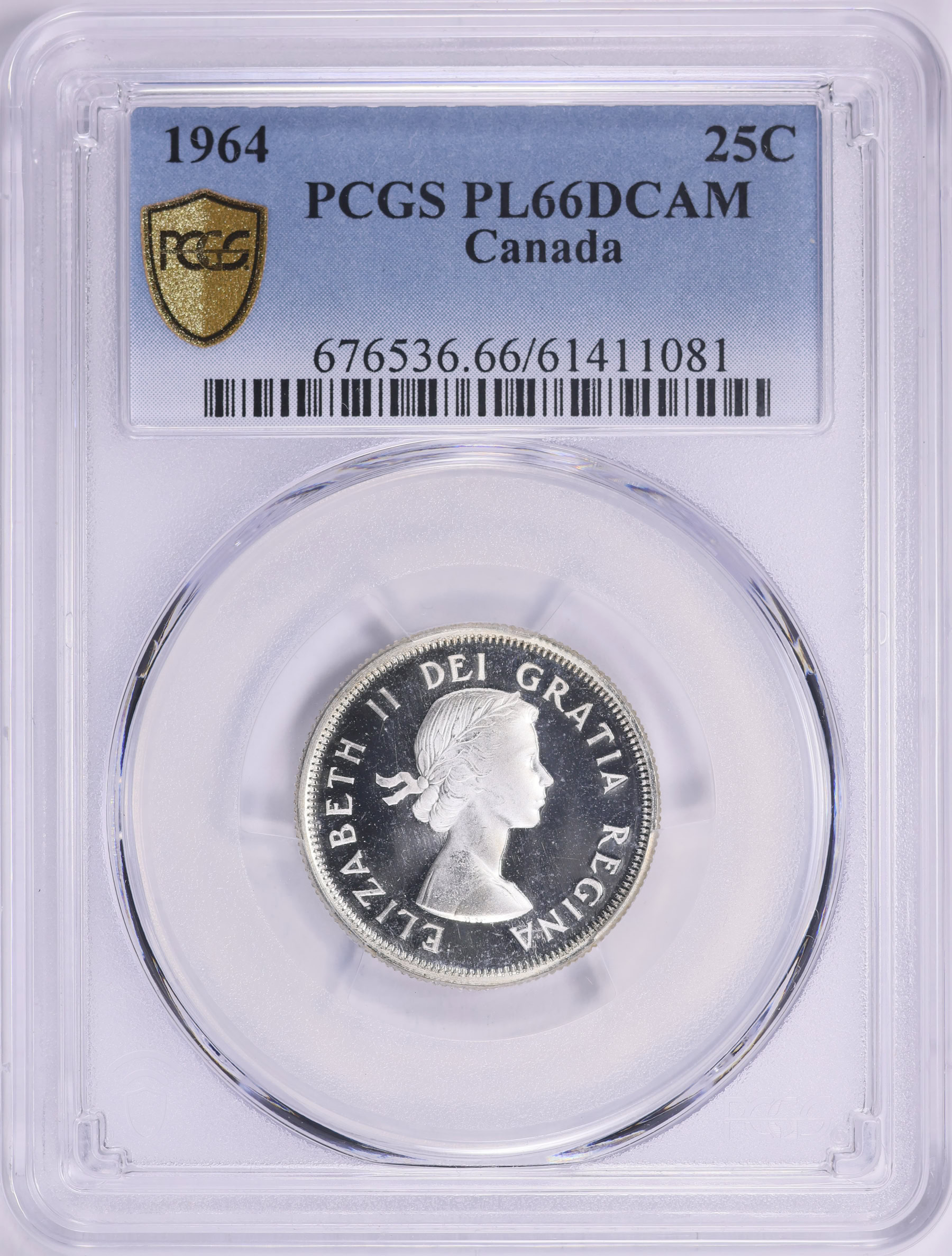 Canada 1964 Silver 25 Cents KM-52 PCGS PL-66 DCAM (Item 2080564