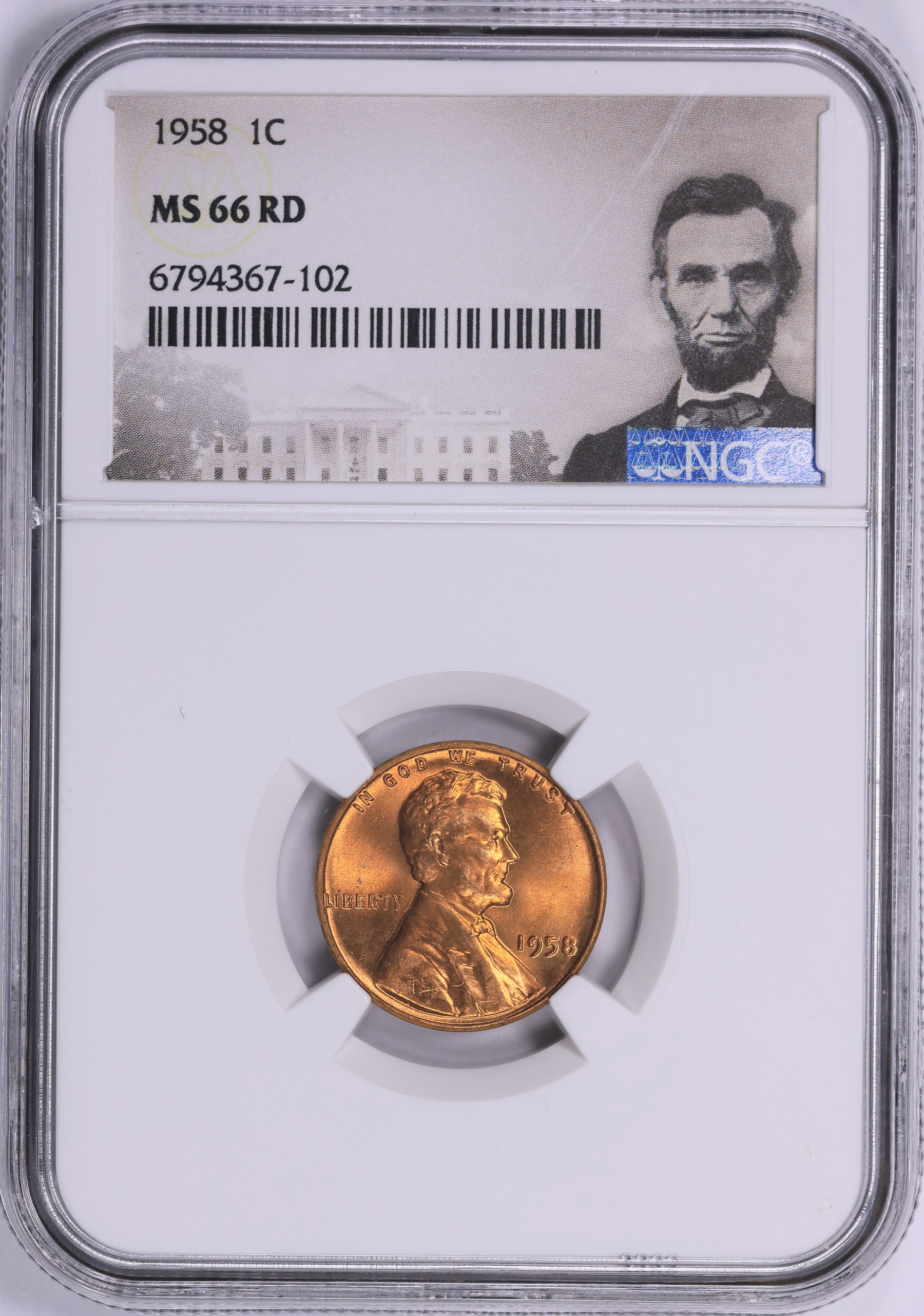 1958 Lincoln Cent NGC MS-66 RD (Lincoln Label) (Item 2080729