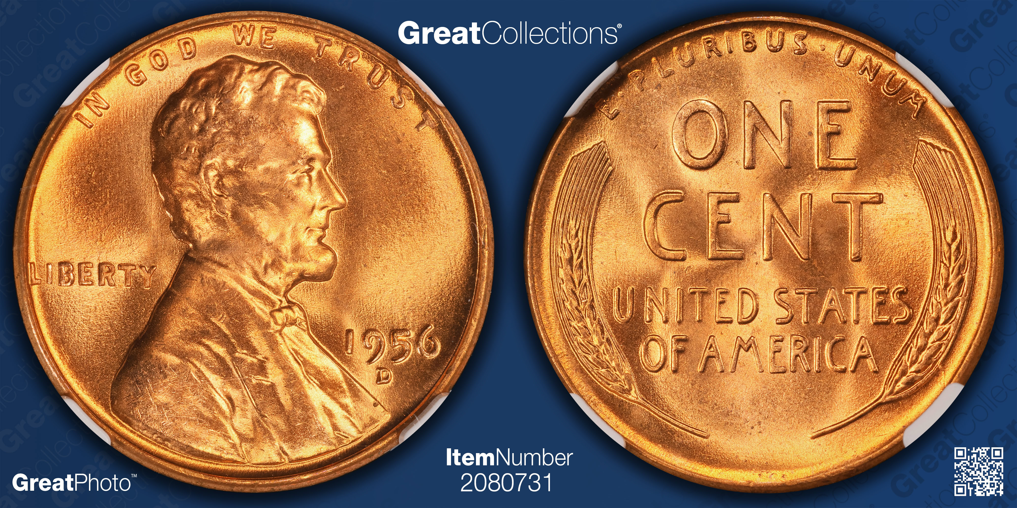 1956-D Lincoln Cent NGC MS-66 RD (Lincoln Label) (Item 2080731