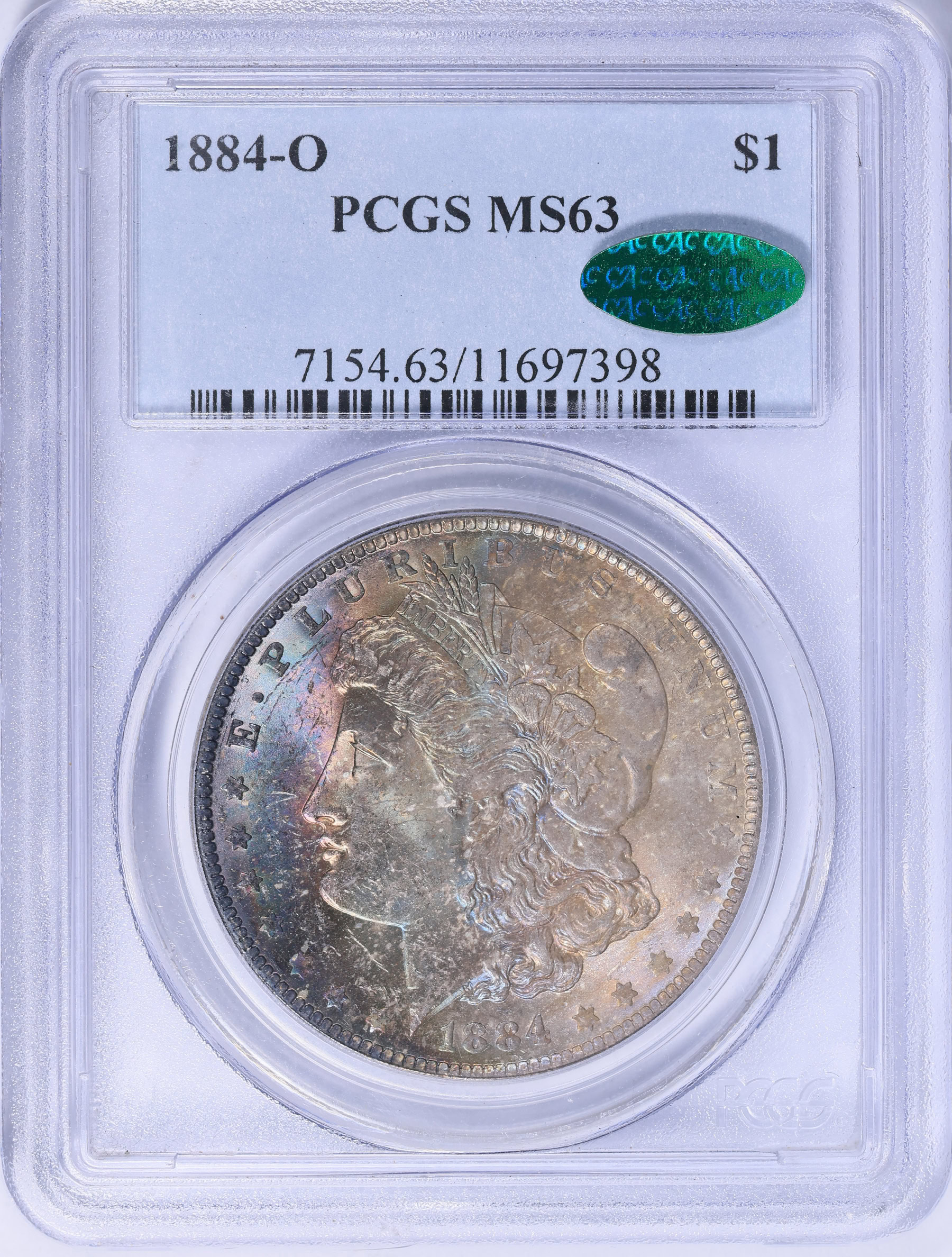 1884-O Morgan Silver Dollar PCGS MS-63 (CAC Green) (Toned) (Item