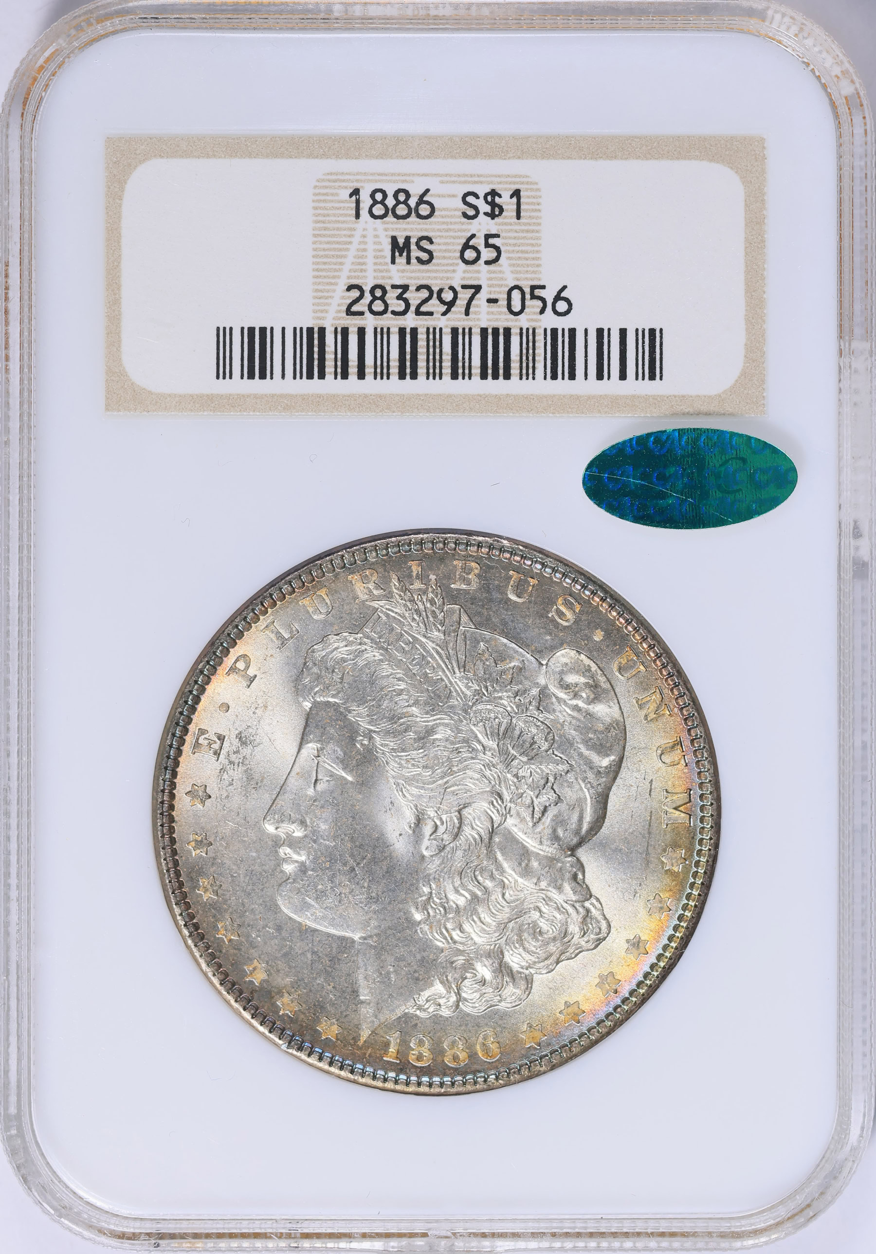 1886 Morgan Silver Dollar NGC MS-65 OH (CAC Green) (Toned) (Item