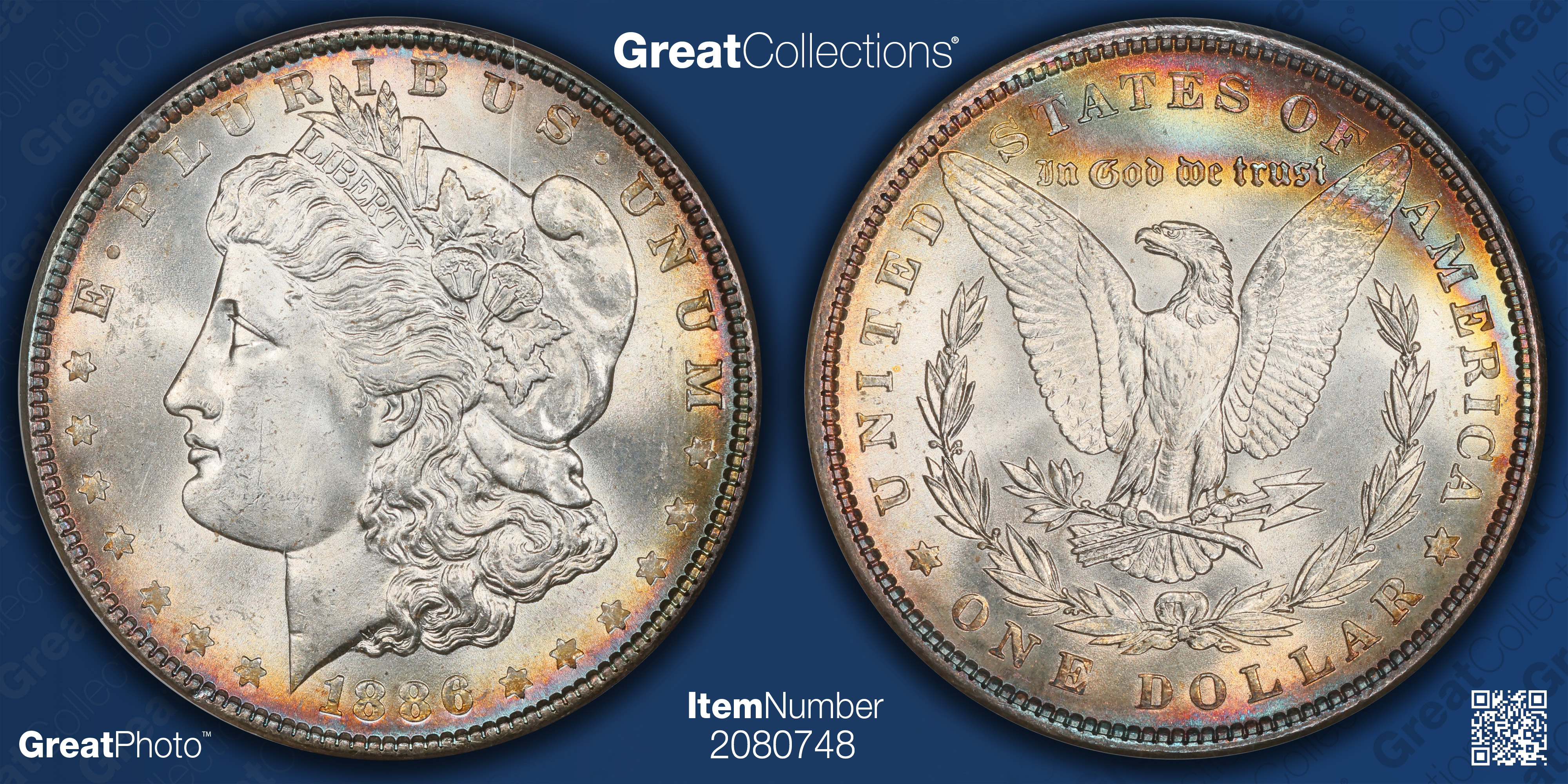 1886 Morgan Silver Dollar NGC MS-65 OH (CAC Green) (Toned) (Item