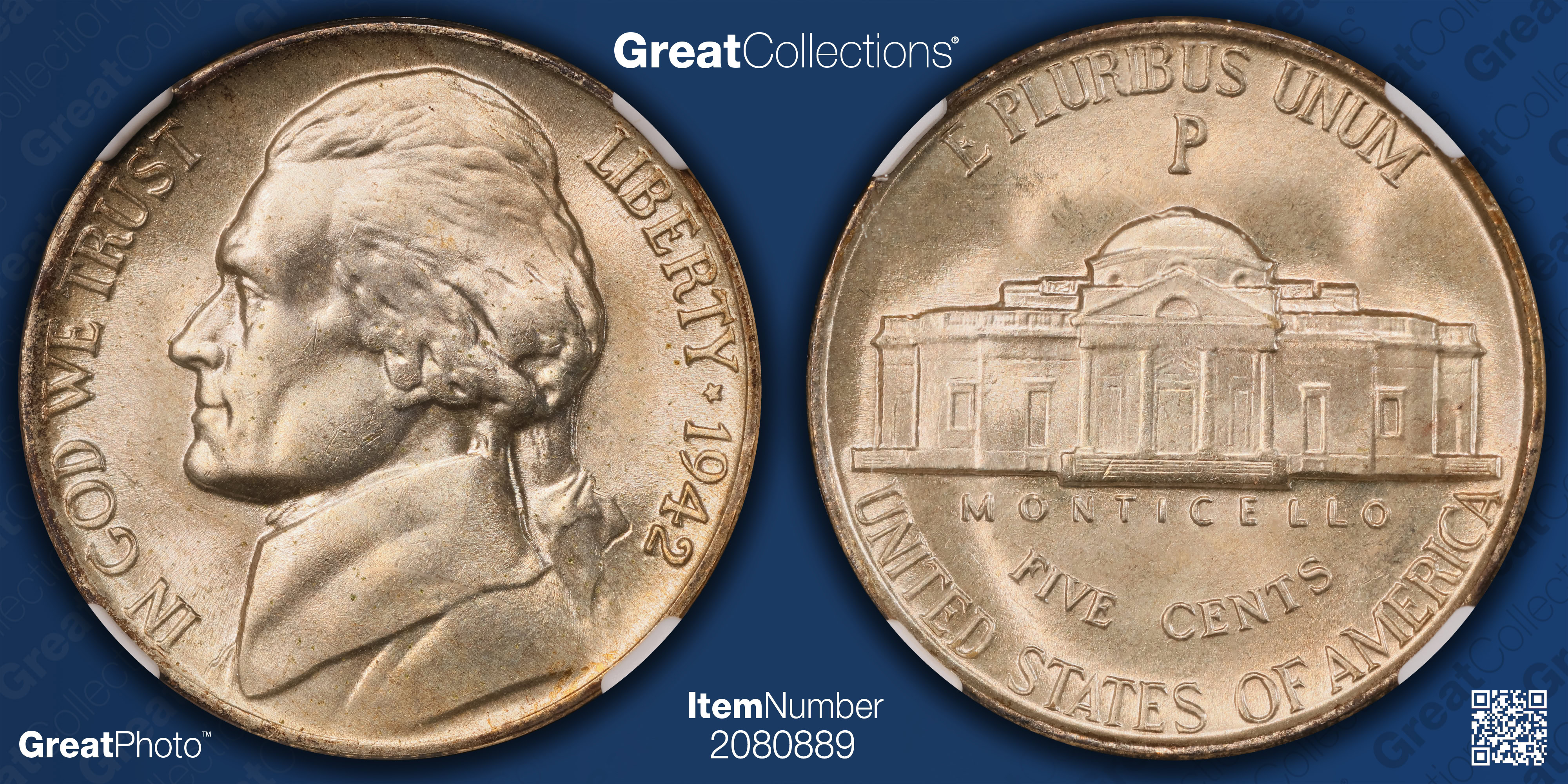 1942-P Jefferson Nickel NGC MS-67 (Item 2080889