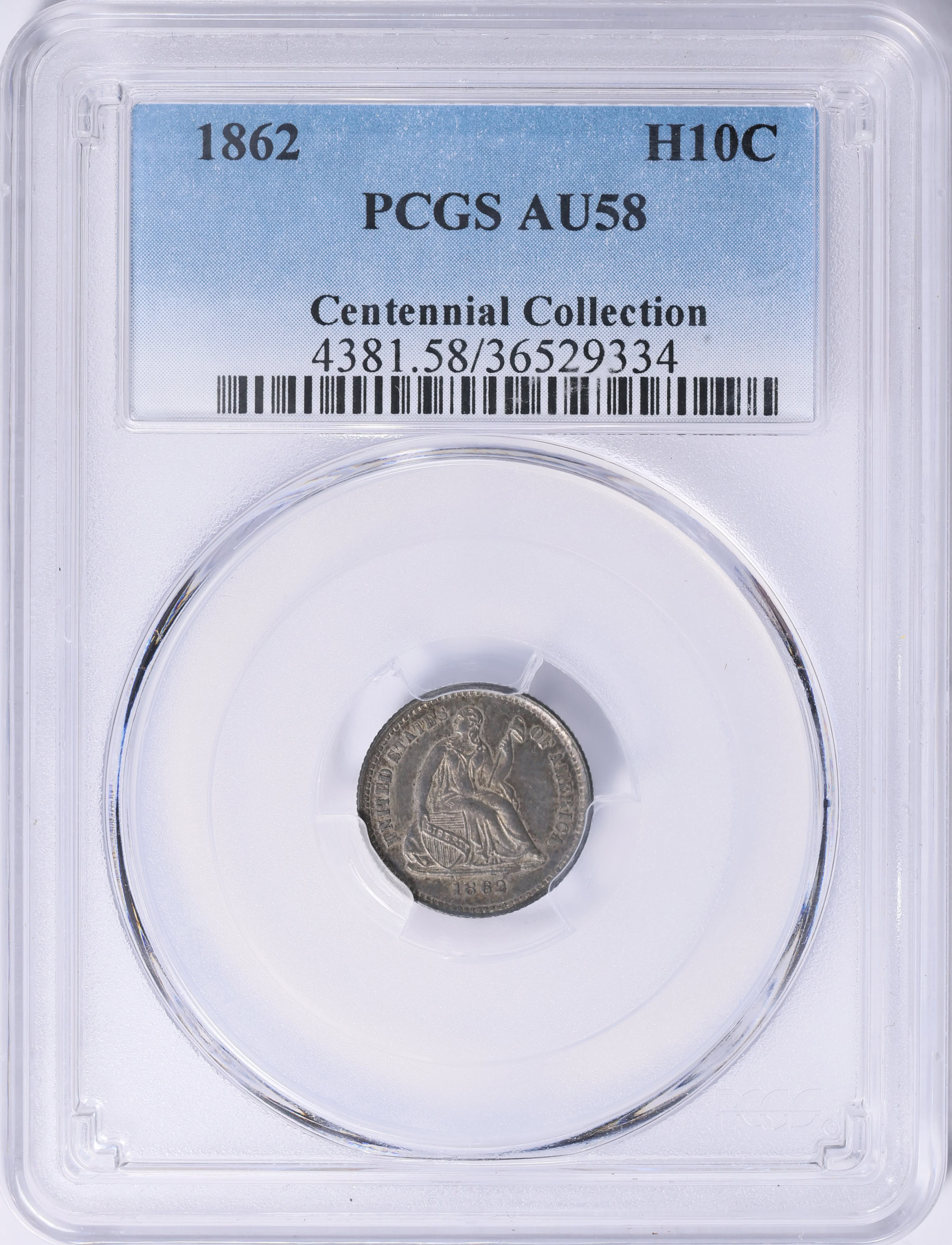 1862 Seated Liberty Half Dime PCGS AU-58 (Centennial Collection