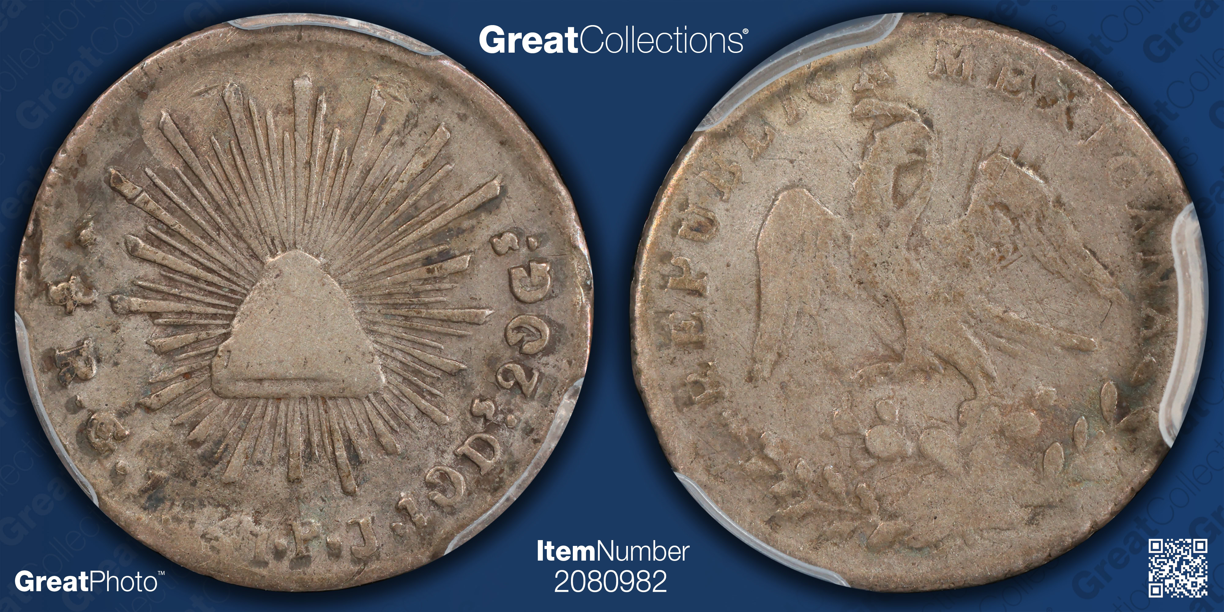 Mexico 1841-Go PJ Silver 1/2 Real KM-370.7 PCGS VF-20 (Item