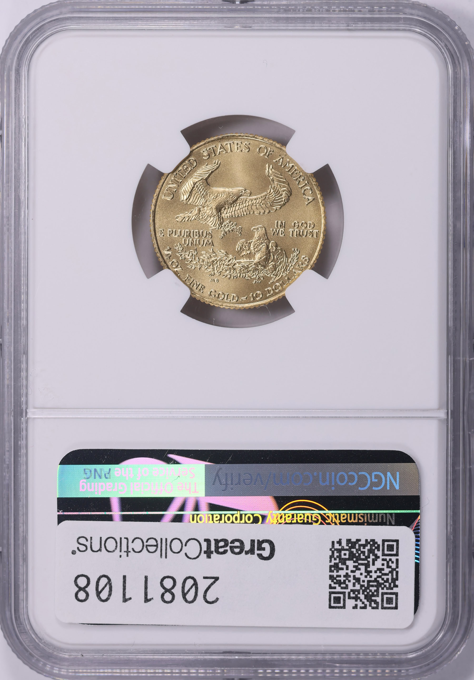 1996 $10 Quarter-Ounce Gold American Eagle NGC MS-70 (Item 2081108