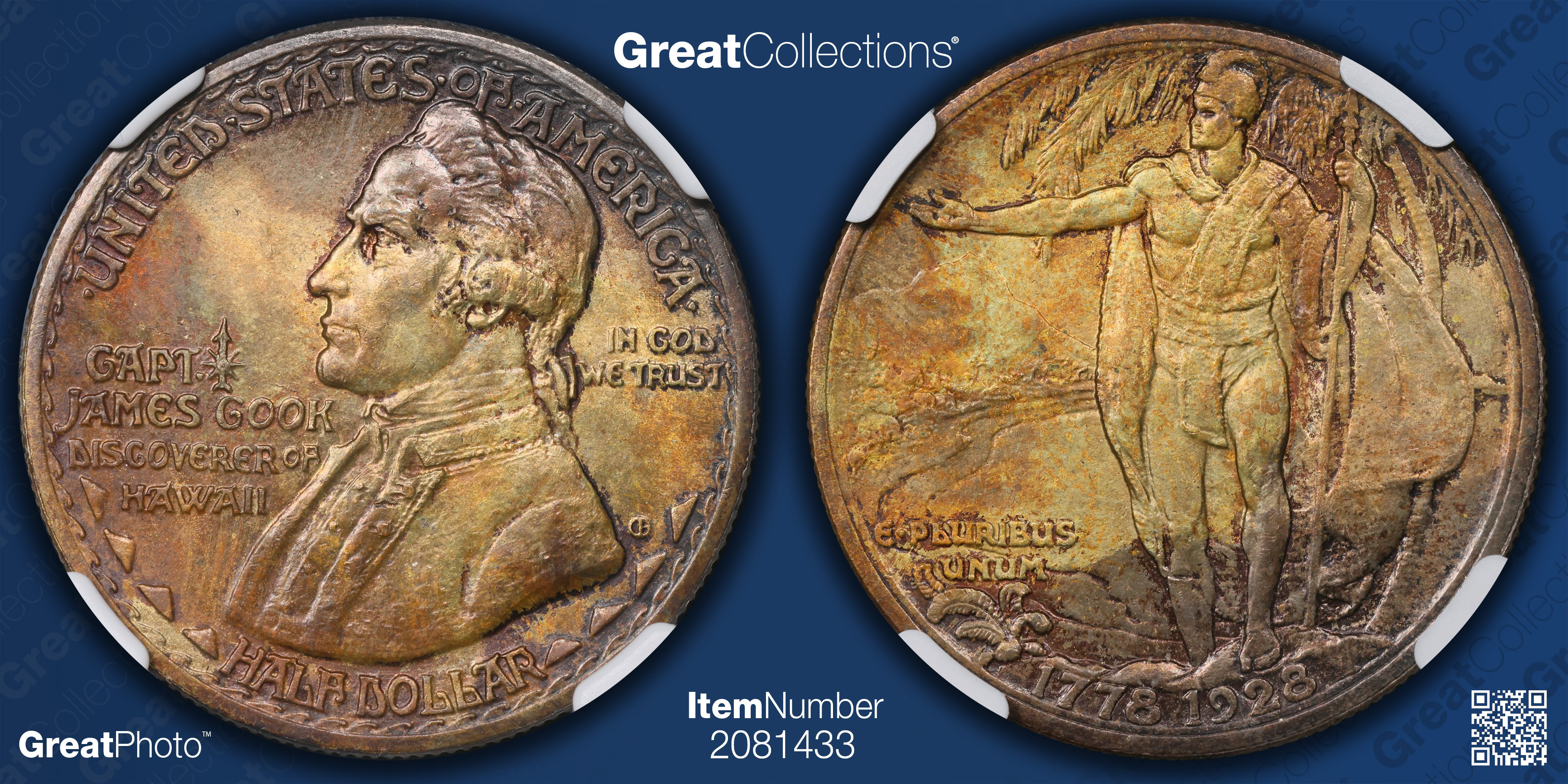 1928 Hawaiian Sesquicentennial Half Dollar NGC MS-64 (CAC Green