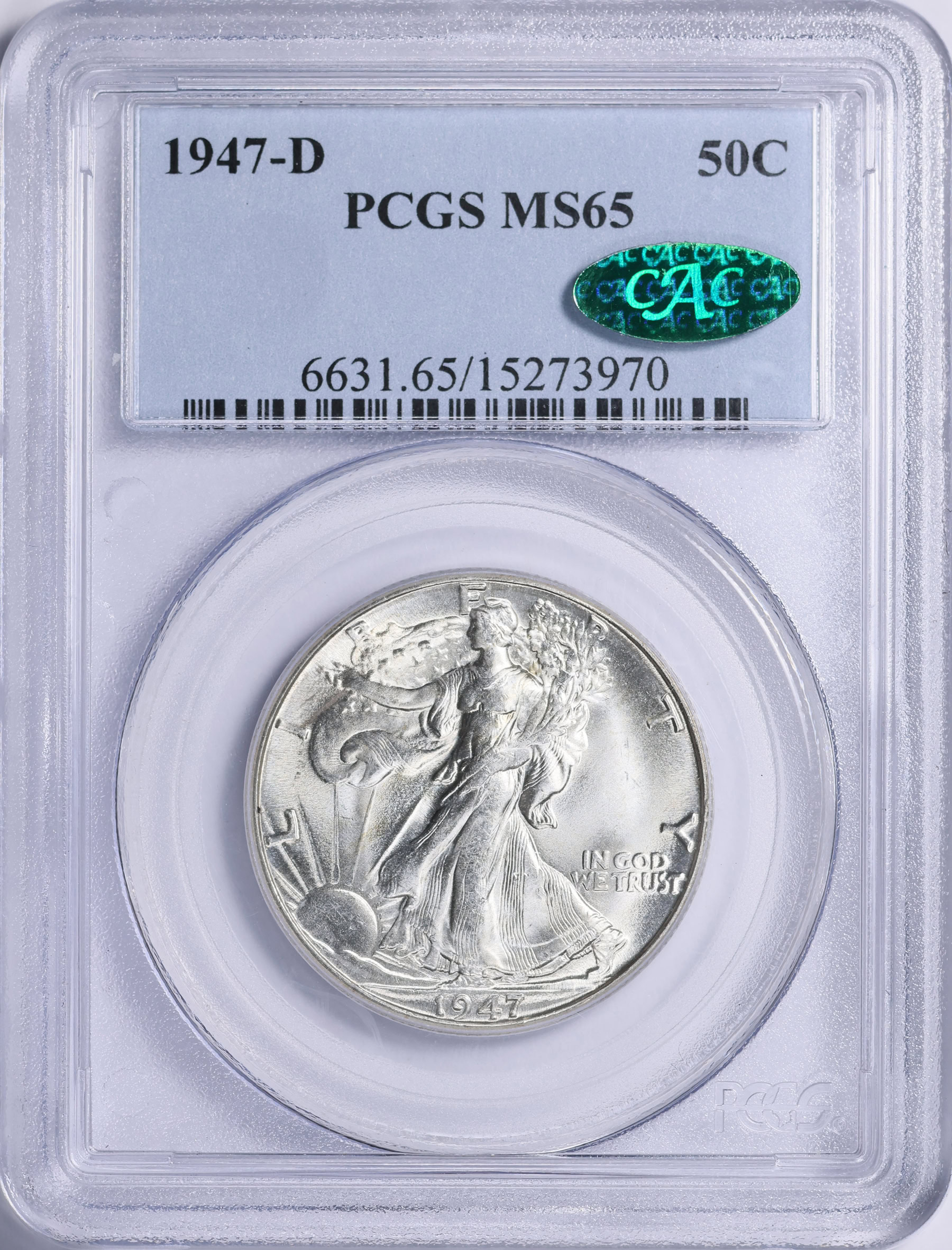 1947-D Walking Liberty Half Dollar PCGS MS-65 (CAC Green) (Item
