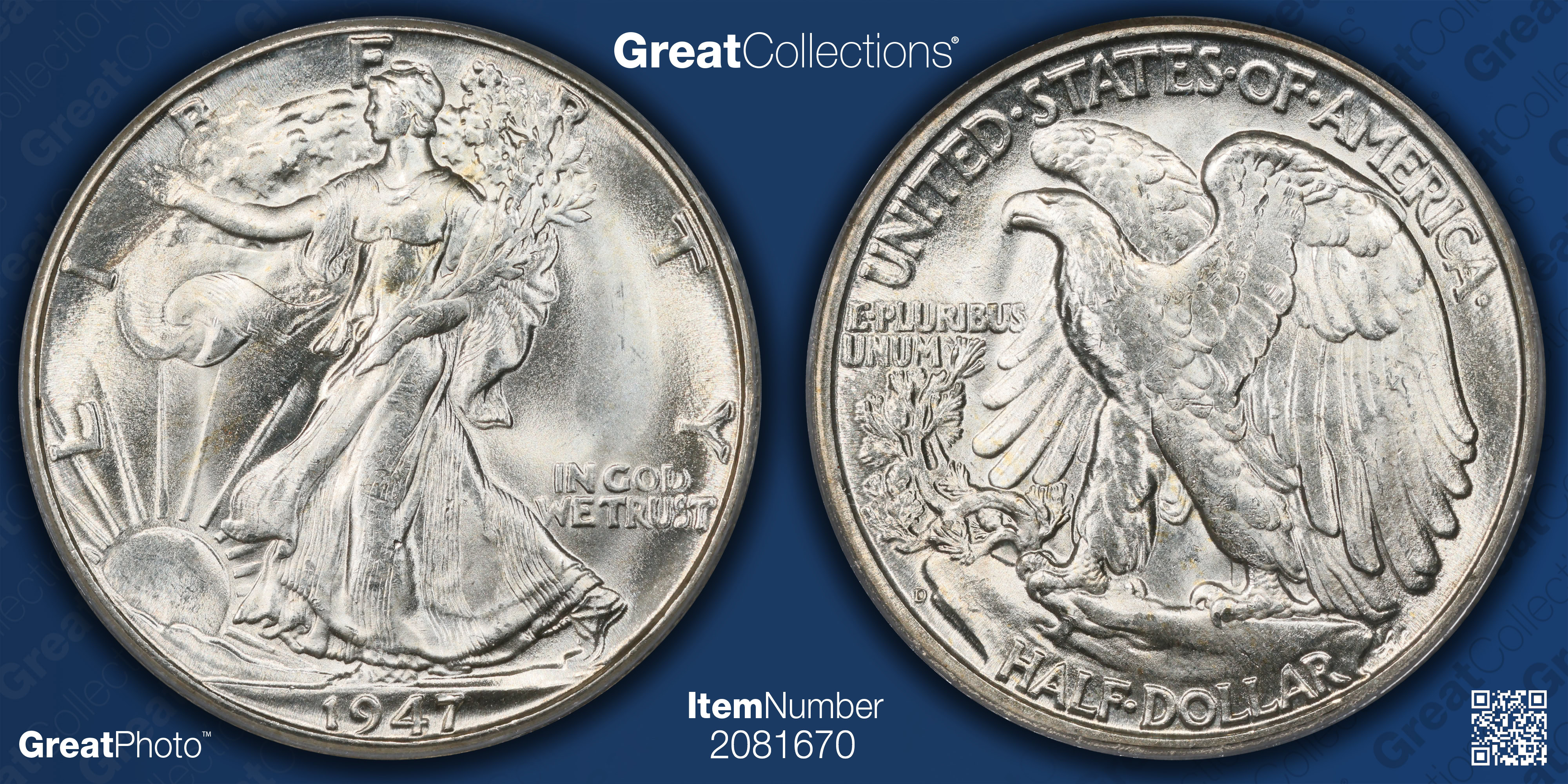 1947-D Walking Liberty Half Dollar PCGS MS-65 (CAC Green) (Item