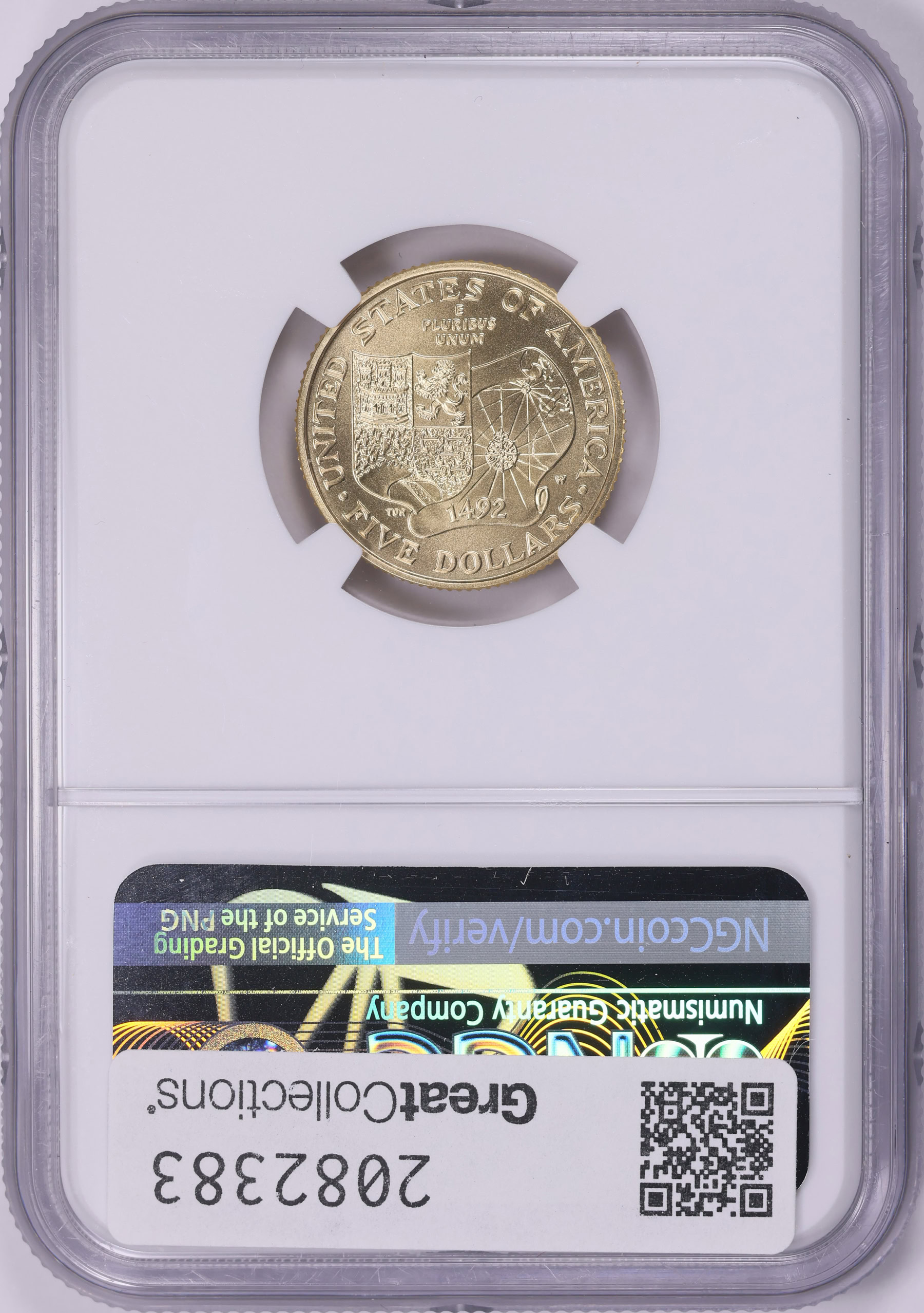 1992-W Christopher Columbus Quincentenary Gold $5 NGC MS-70 (Item 1992-W Christopher Columbus Quincentenary Gold $5 NGC MS-70 (Item