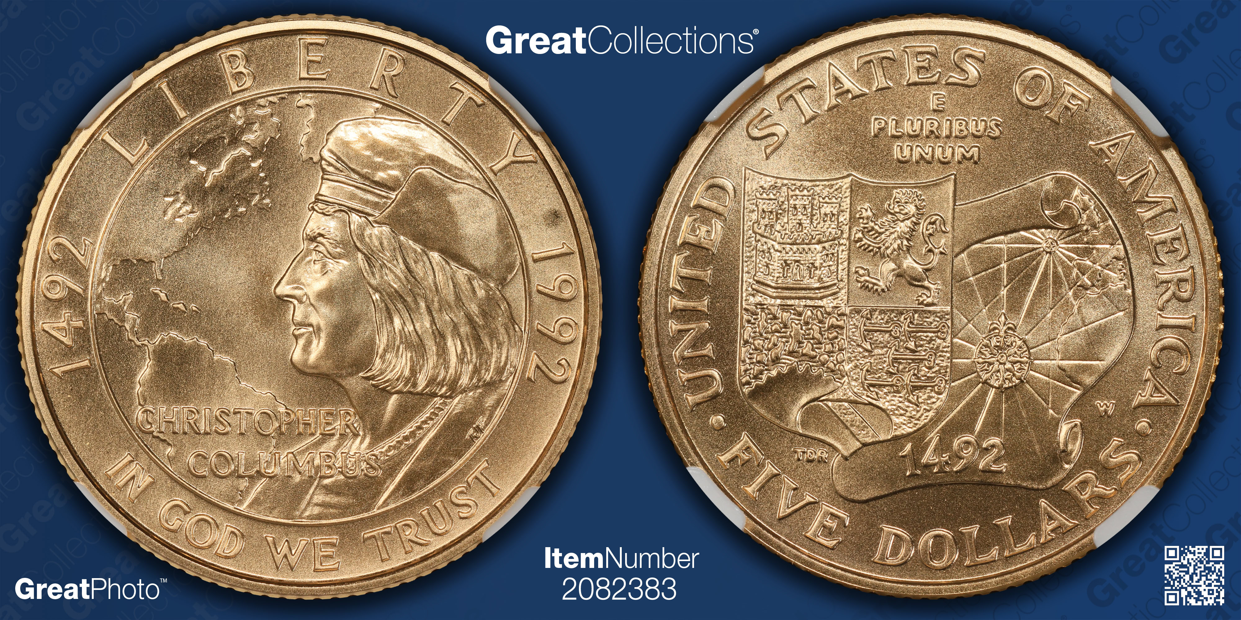 1992-W Christopher Columbus Quincentenary Gold $5 NGC MS-70 (Item