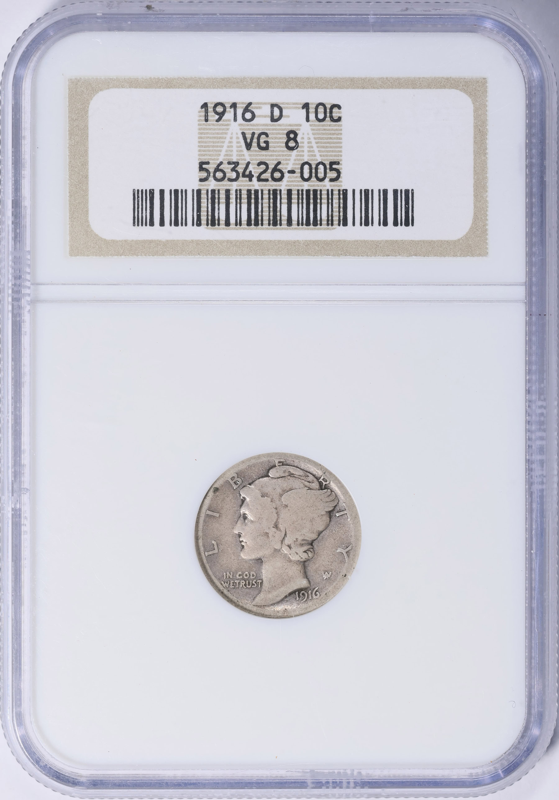 1916-D Mercury Dime NGC VG-08 (Item 2082909) | GreatCollections