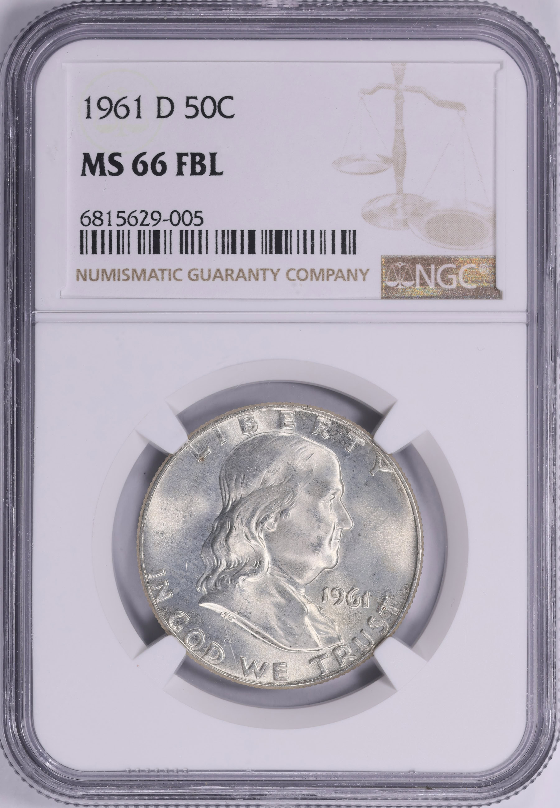 1961-D Franklin Half Dollar NGC MS-66 FBL (Item 2082914