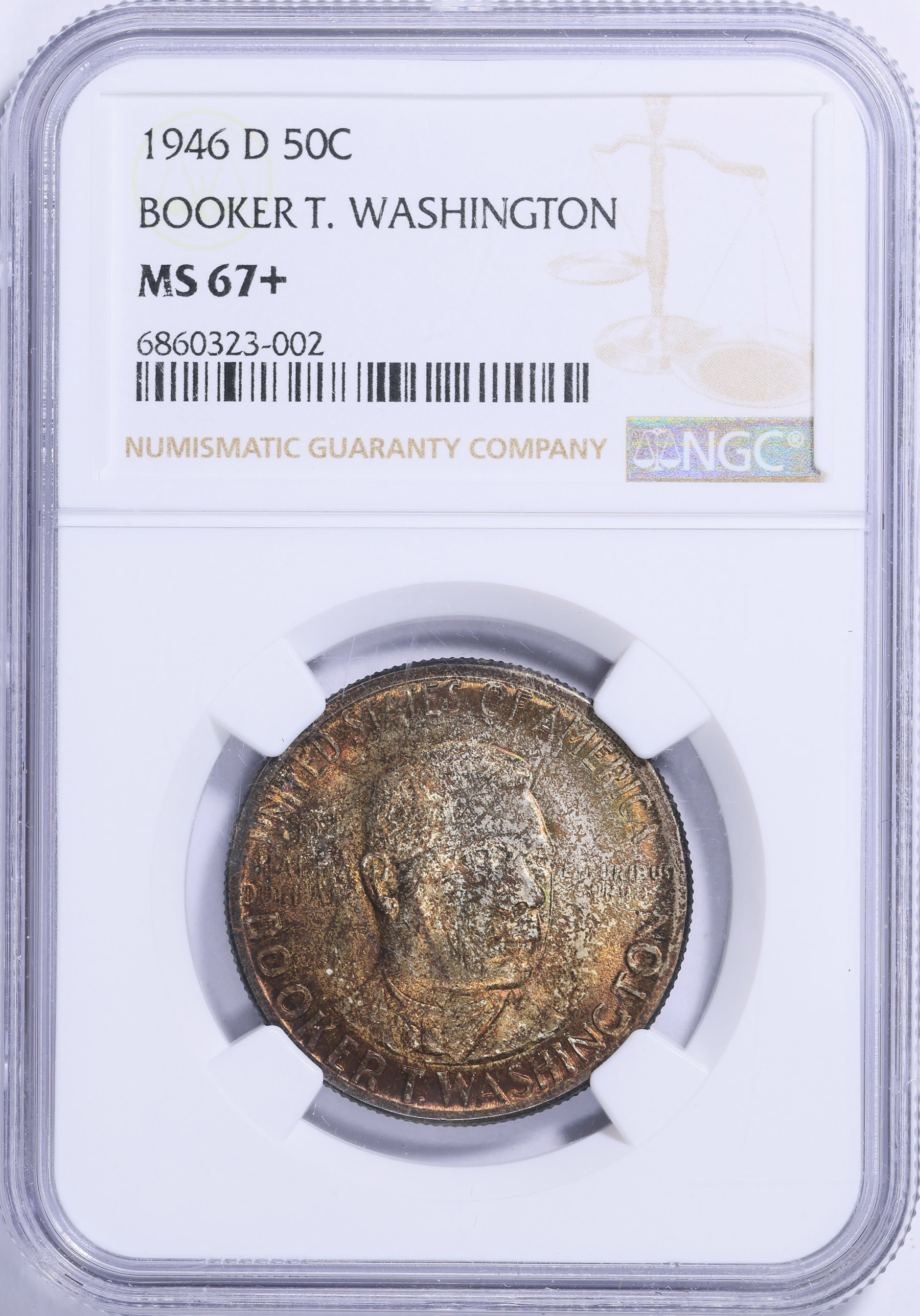 1946-D Booker T. Washington Memorial Half Dollar NGC MS-67+ (Toned