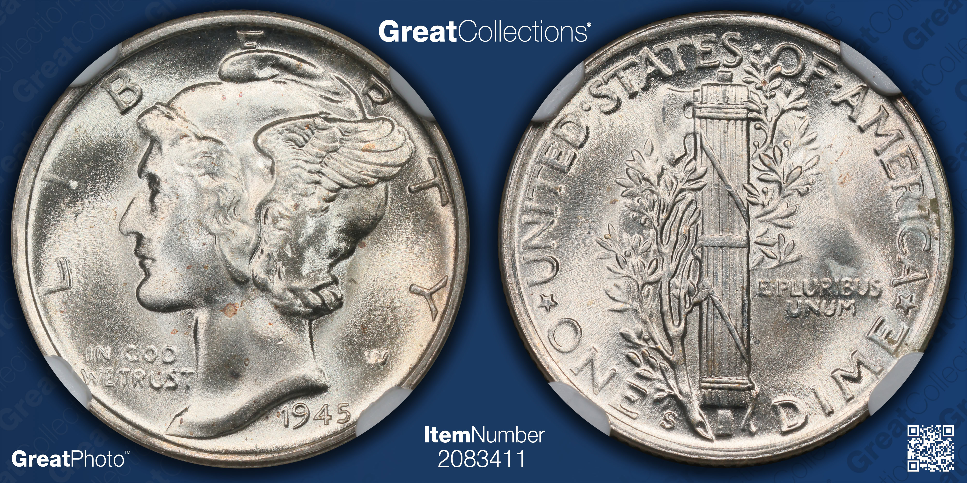 1945-S Mercury Dime TRUMPET S NGC MS-67 | NGC Cert #5832613-013