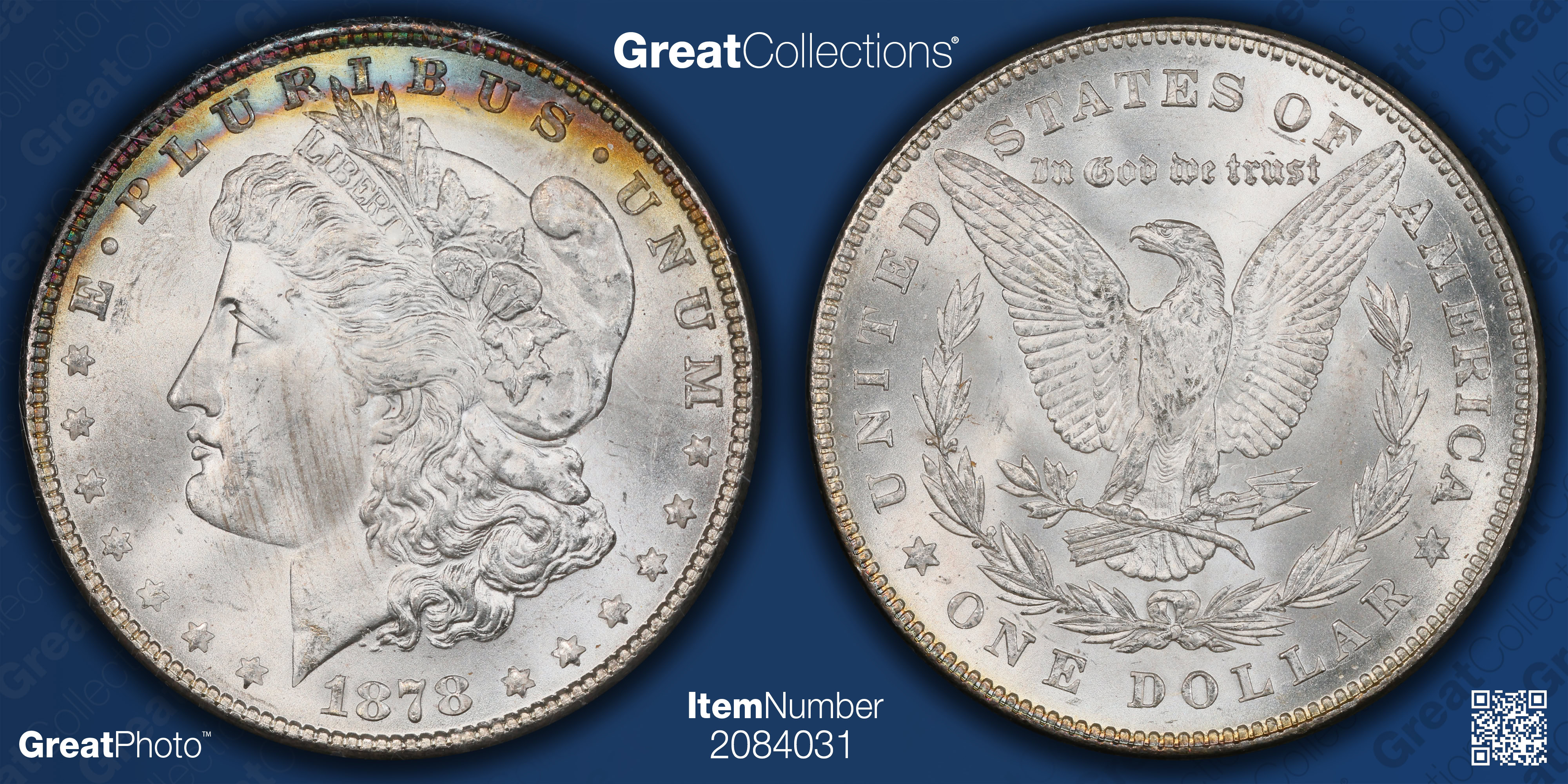 1878 7TF Morgan Silver Dollar Reverse of 1878 PCGS MS-65 OGH (1st