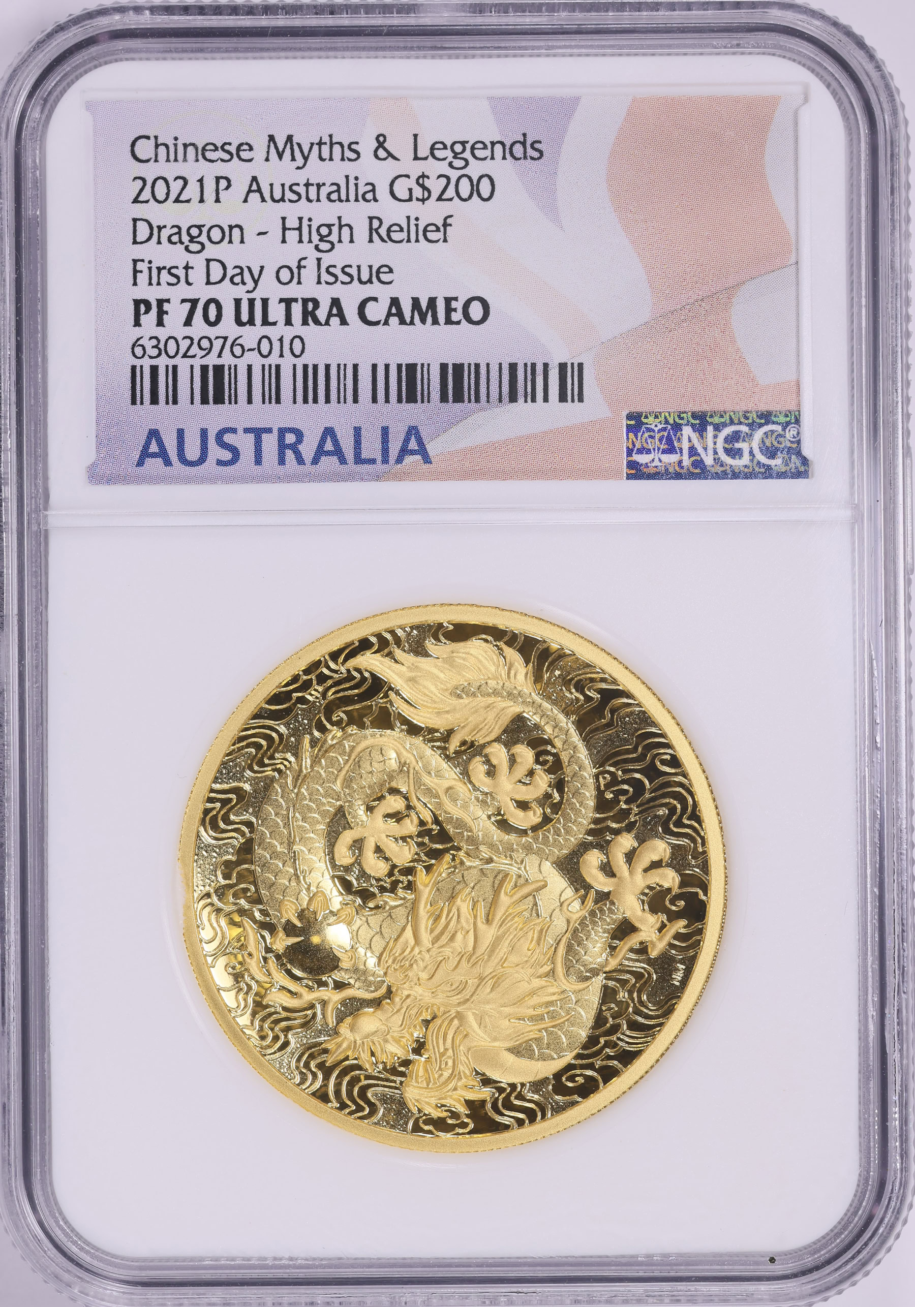 Australia 2021-P Gold $200 Chinese Myths and Legends, Dragon High