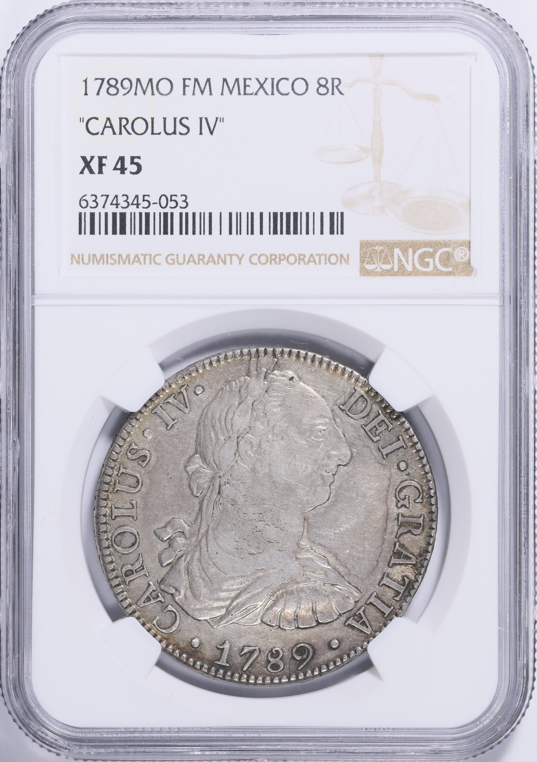 Mexico 1789-Mo FM Silver 8 Reales CAROLUS IV KM-107 NGC XF-45