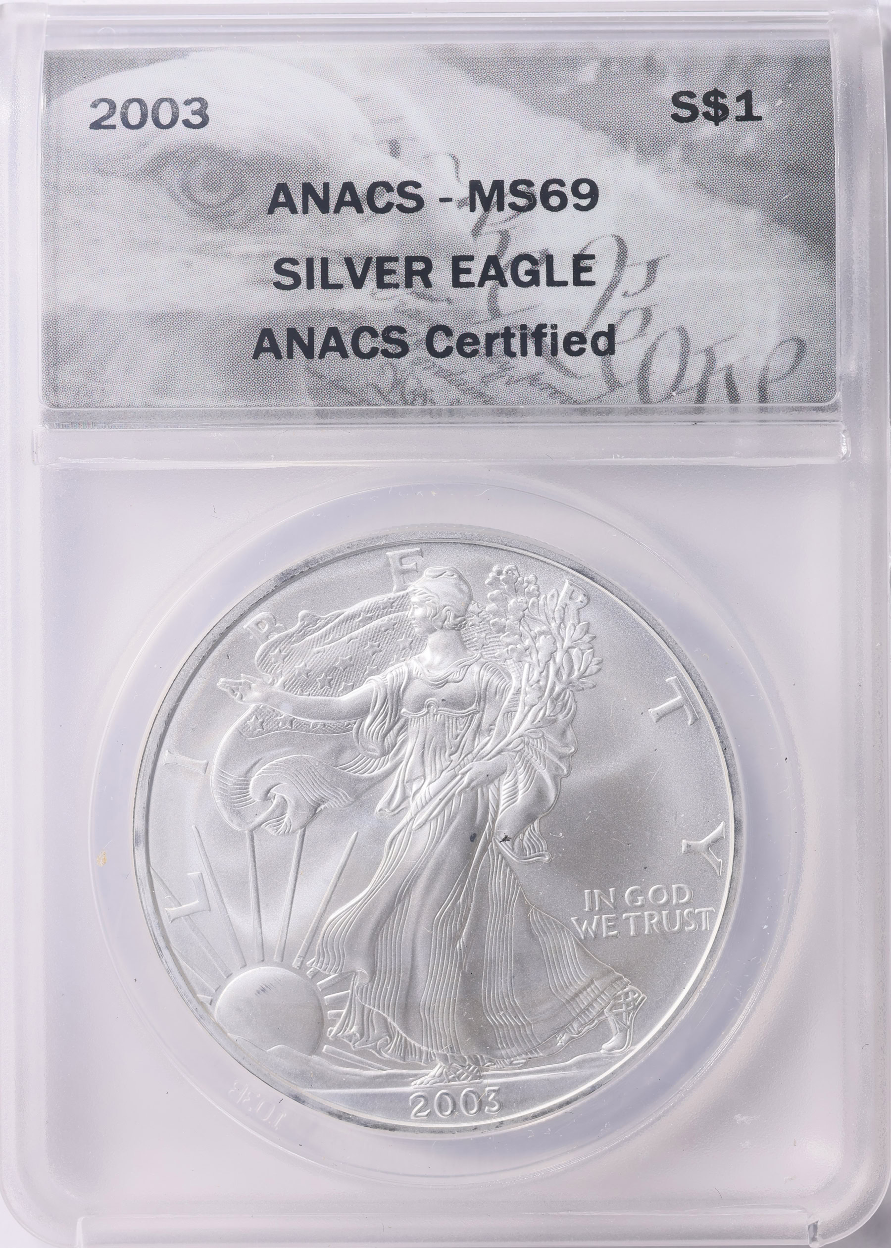 2003 $1 Silver Eagle ANACS MS-69 (Eagle Label) (Item 2085394