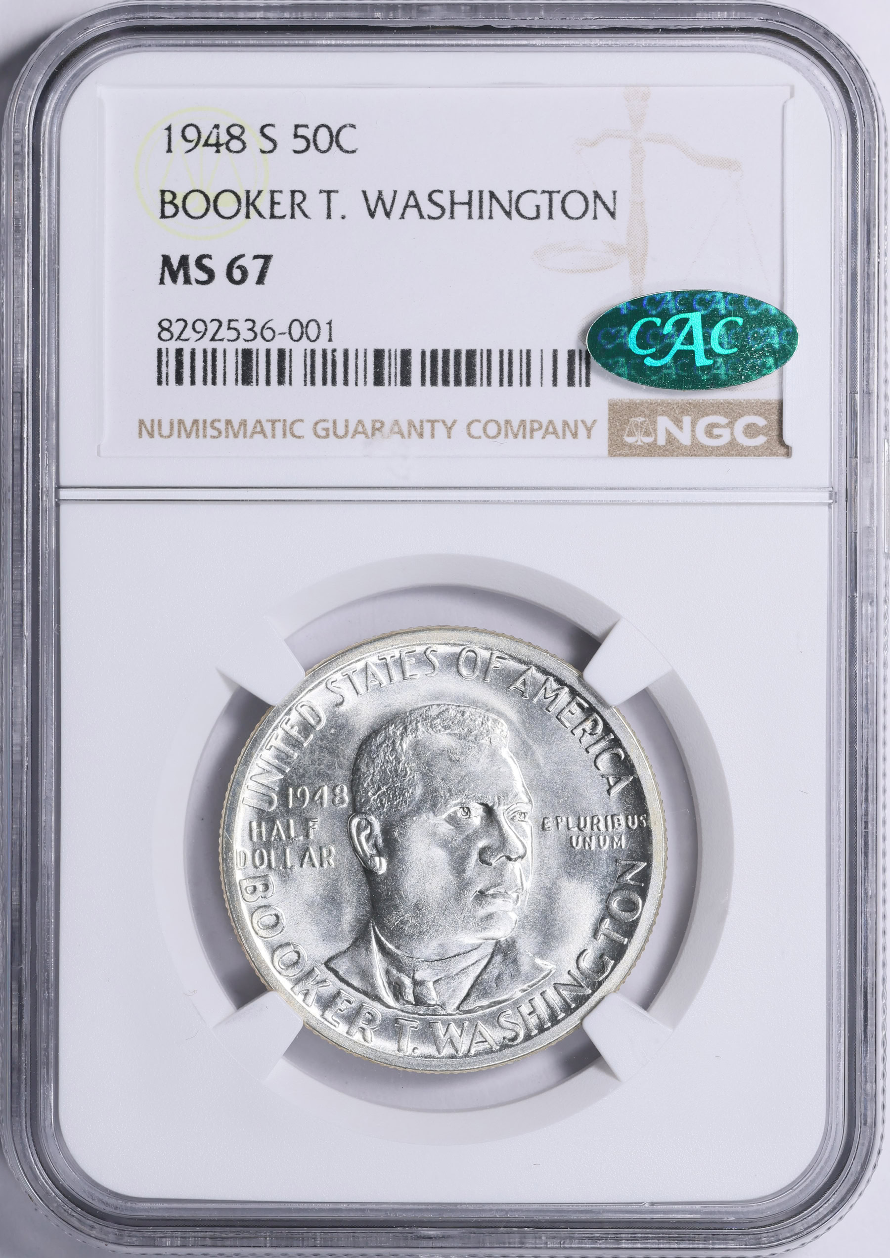 1948-S Booker T. Washington Memorial Half Dollar NGC MS-67 (CAC
