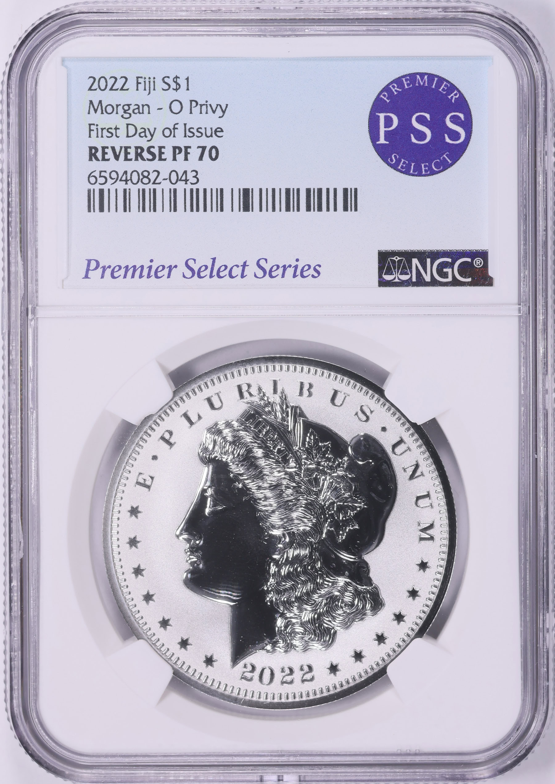 Fiji 2022-O Silver Dollar Morgan Dollar Reverse Proof First Day of