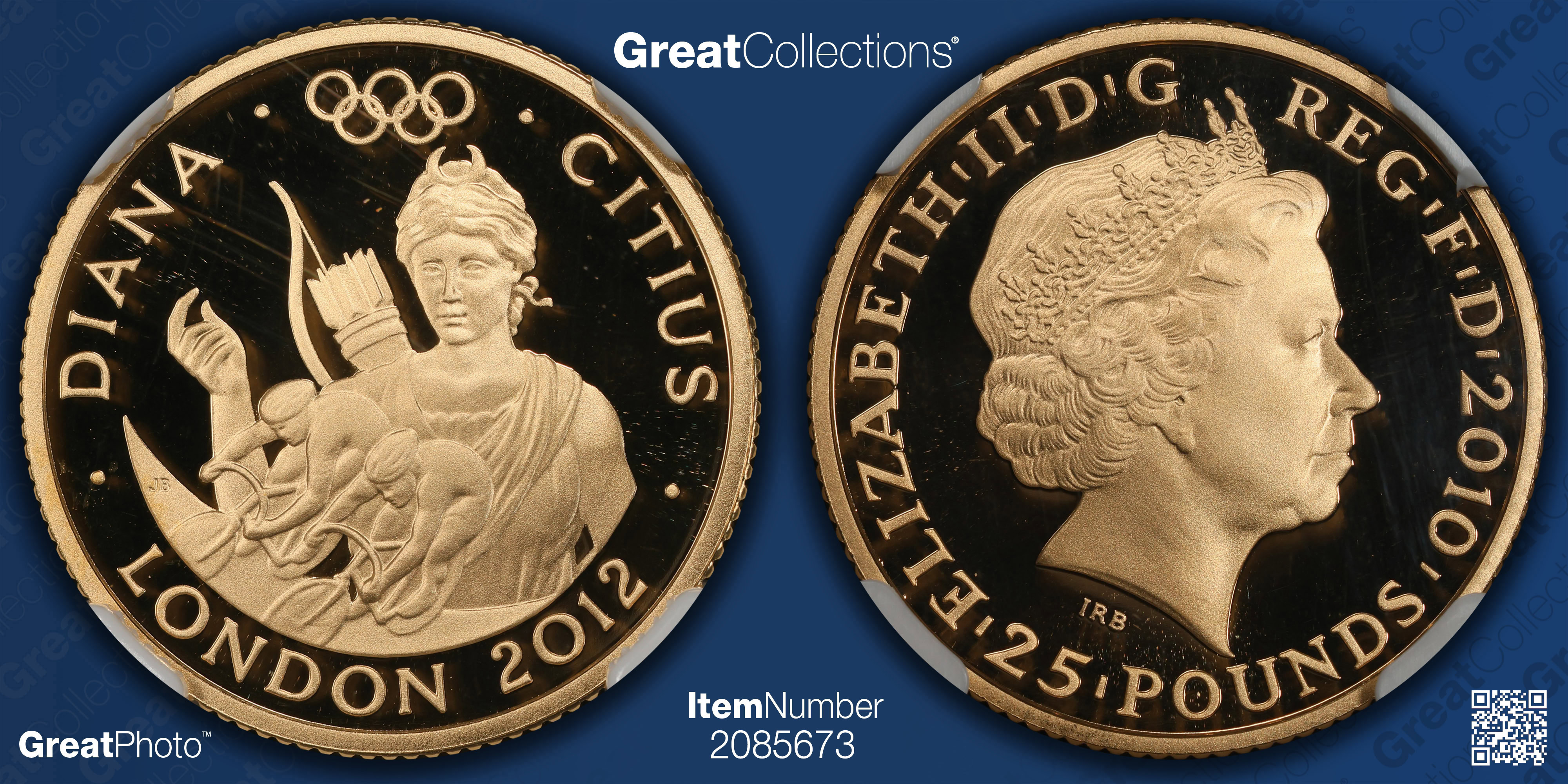 Great Britain 2010 Gold £25 London Olympics 2012 Faster - Diana KM 