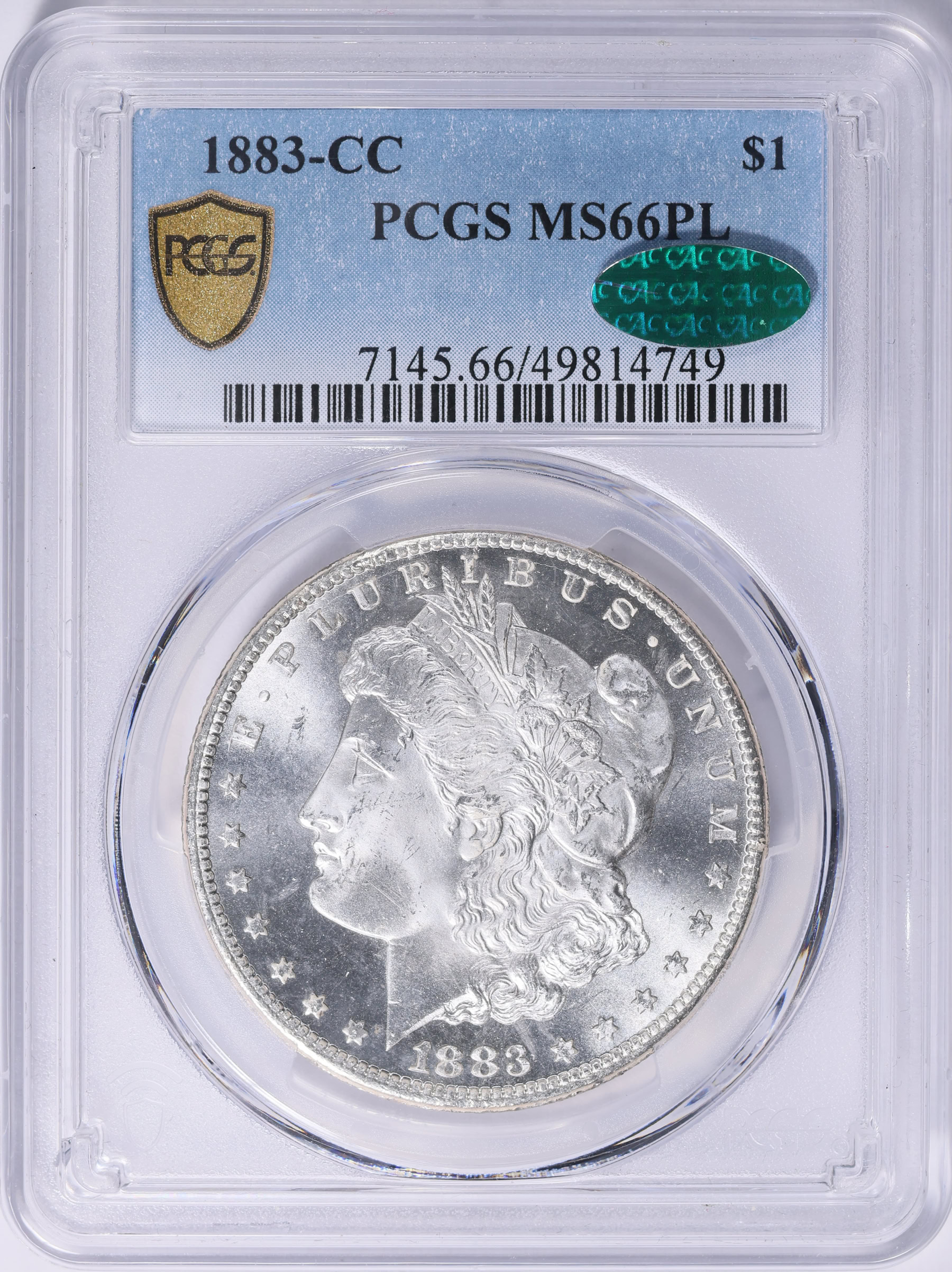 1883-CC Morgan Silver Dollar PCGS MS-66 PL (CAC Green) (Item