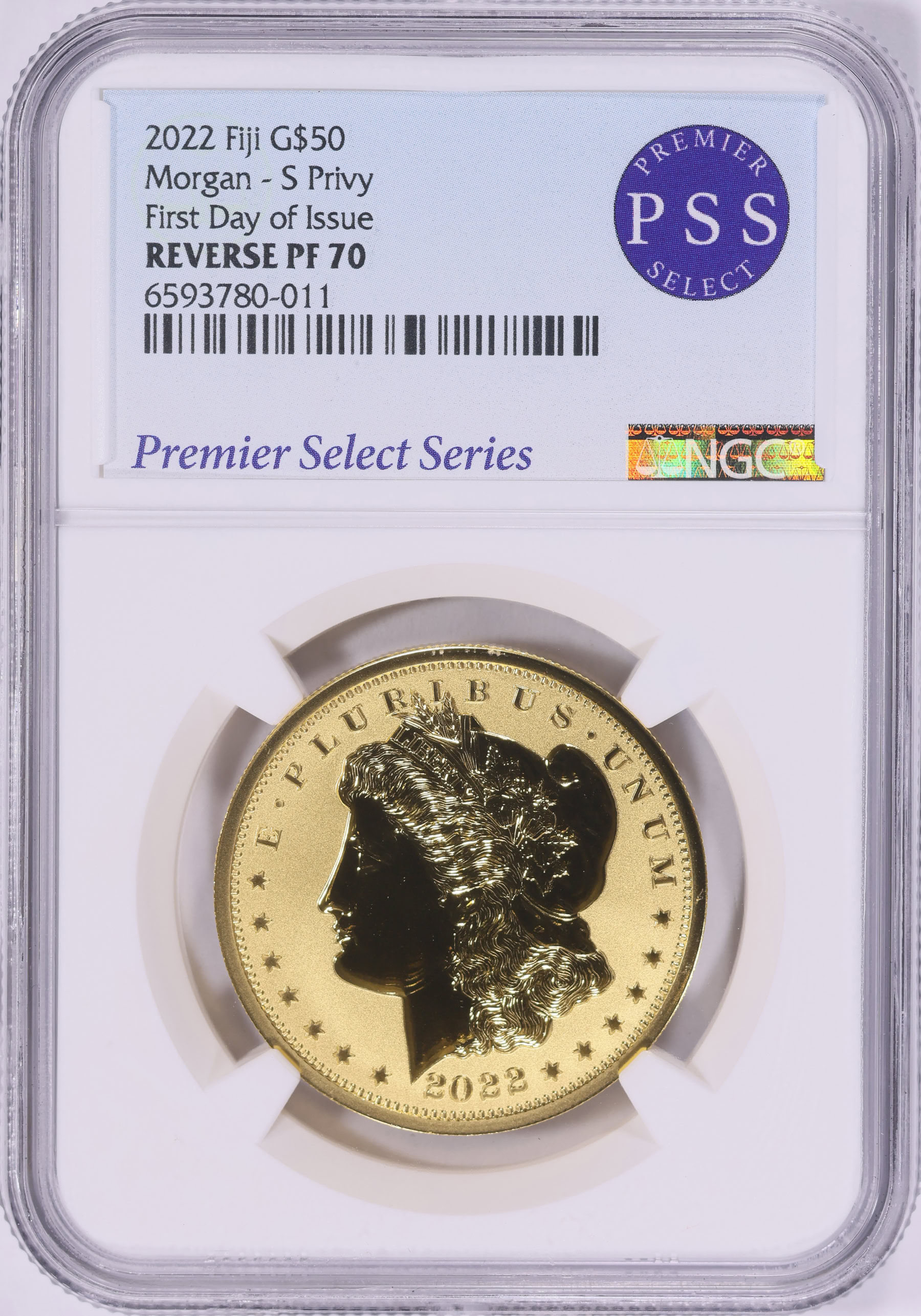 Fiji 2022-S Gold $50 Morgan Dollar Reverse Proof First Day of