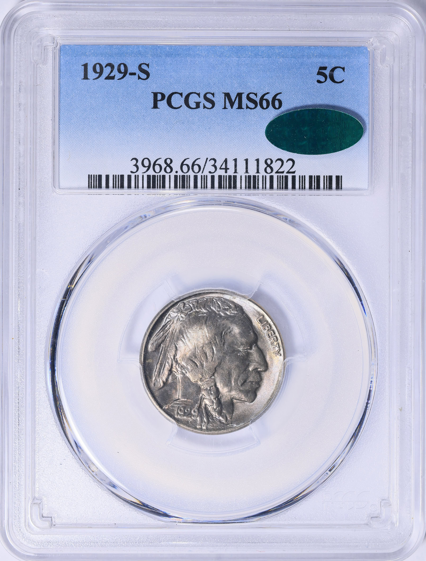 1929-S Buffalo Nickel PCGS MS-66 (CAC Green) (Item 2086462