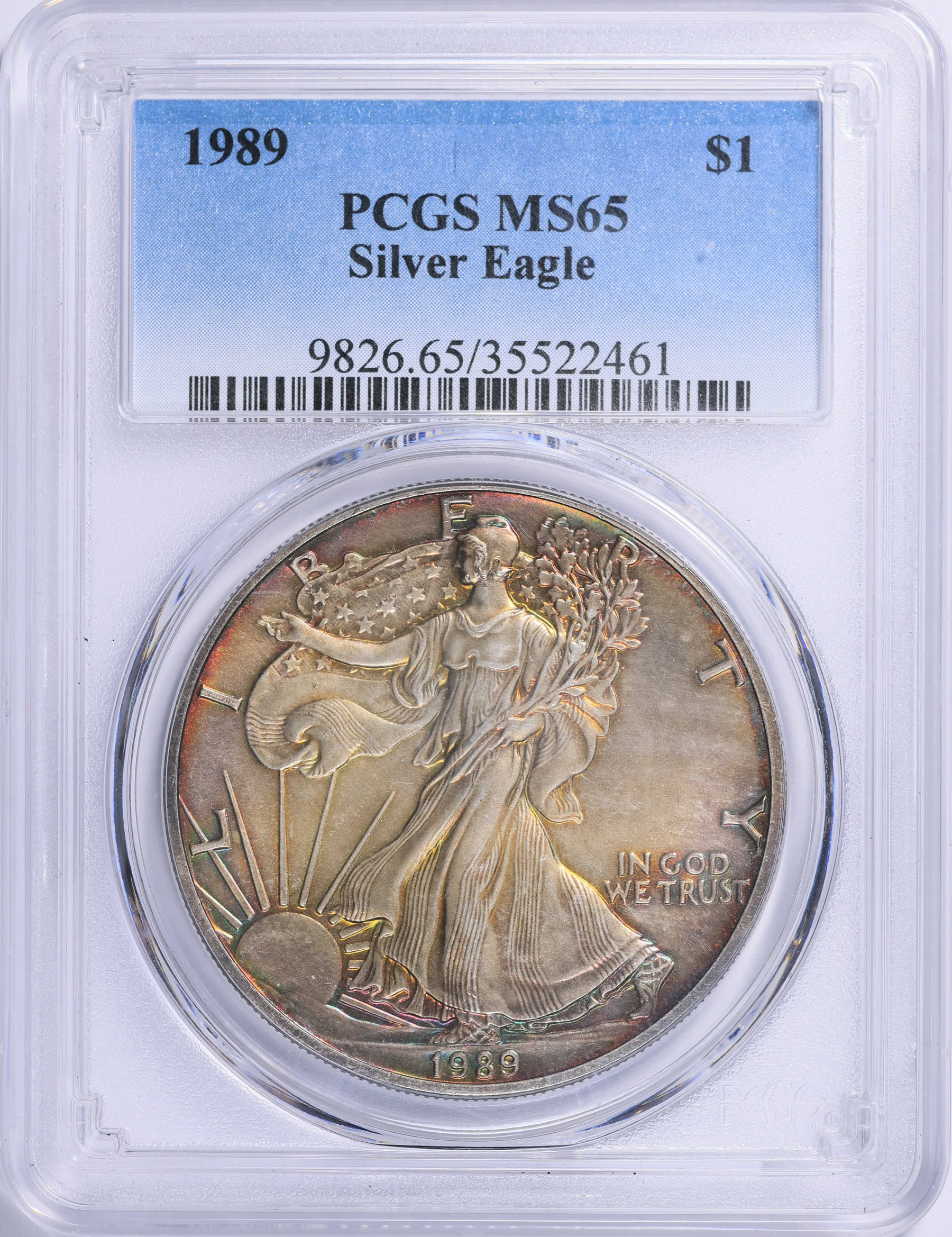 1989 $1 Silver Eagle PCGS MS-65 (Toned) (Item 2086915