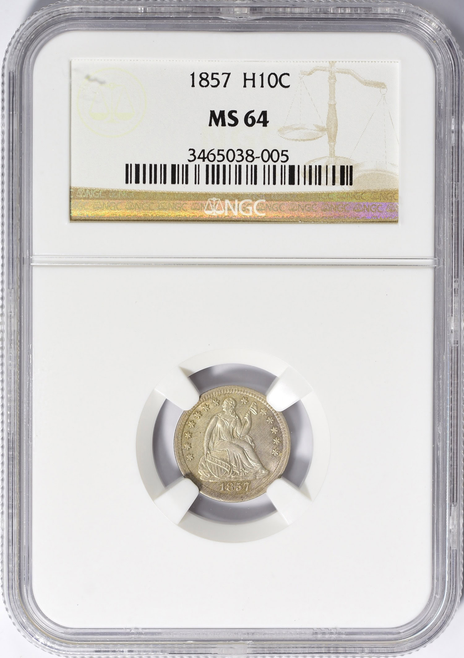 1857 Seated Liberty Half Dime NGC MS-64 (Item 2087014