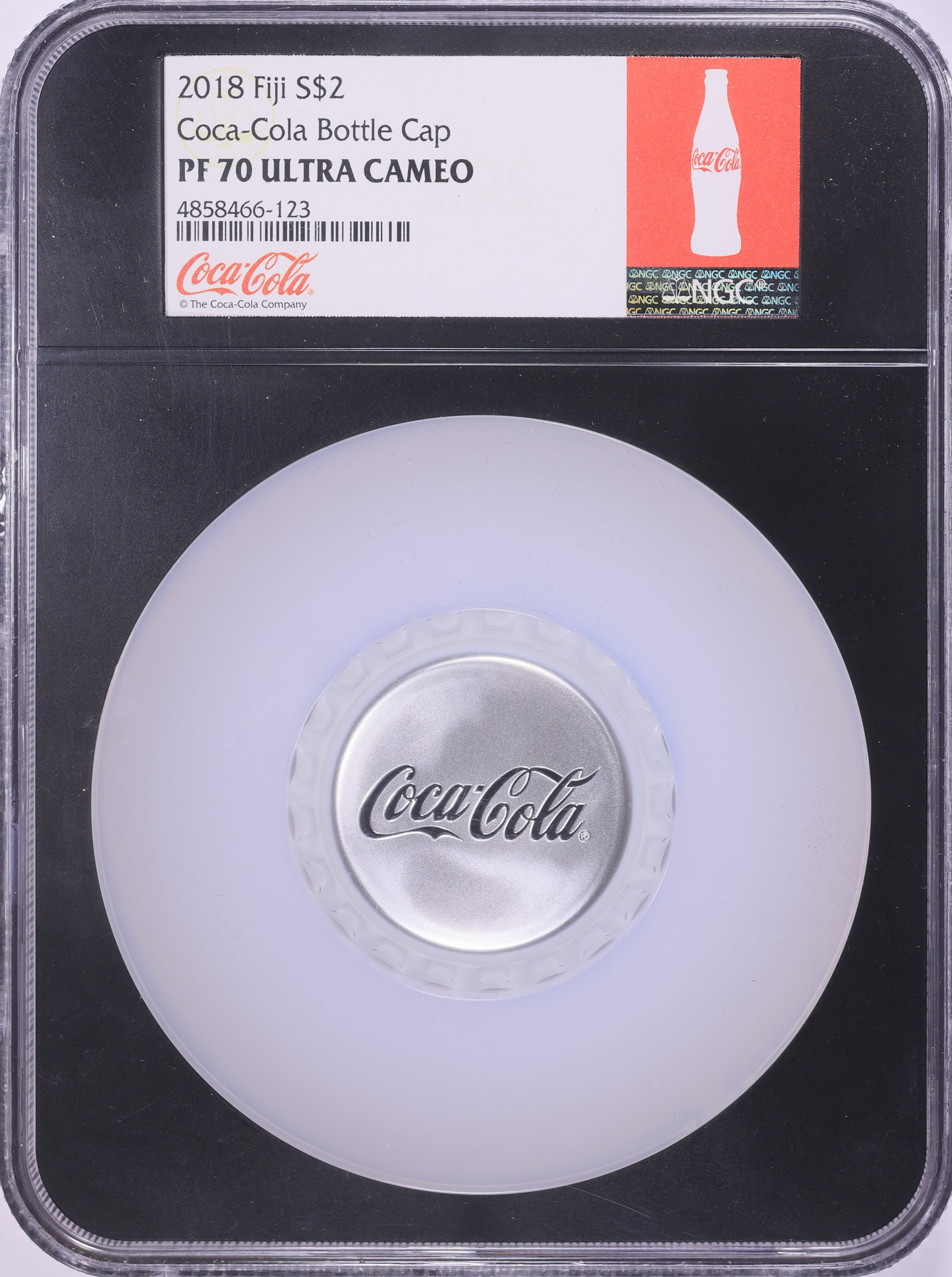 Fiji 2018 Silver $2 Coca-Cola Bottle Cap in Case of Issue NGC