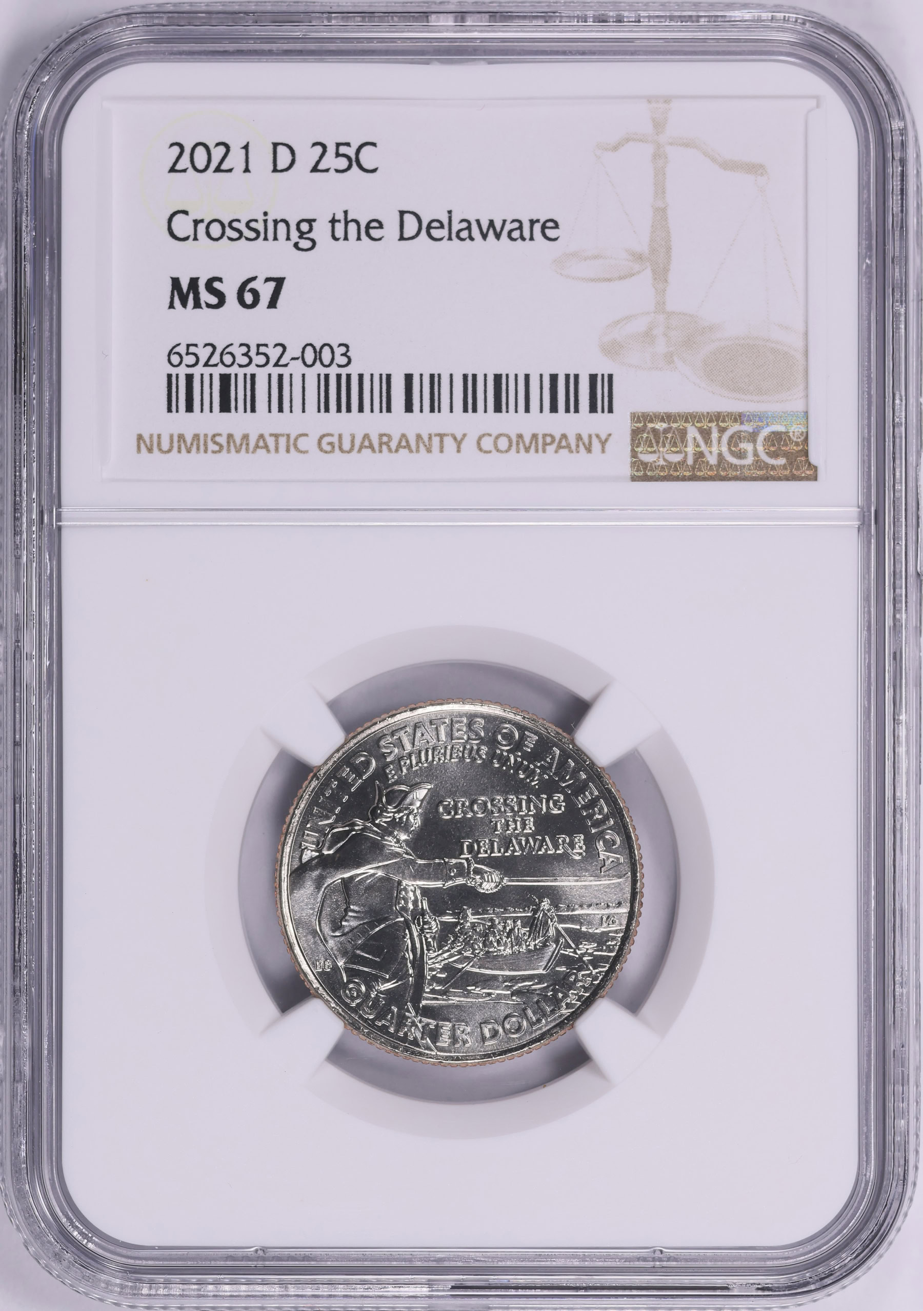 2021-D America the Beautiful Quarter Crossing the Delaware NGC MS
