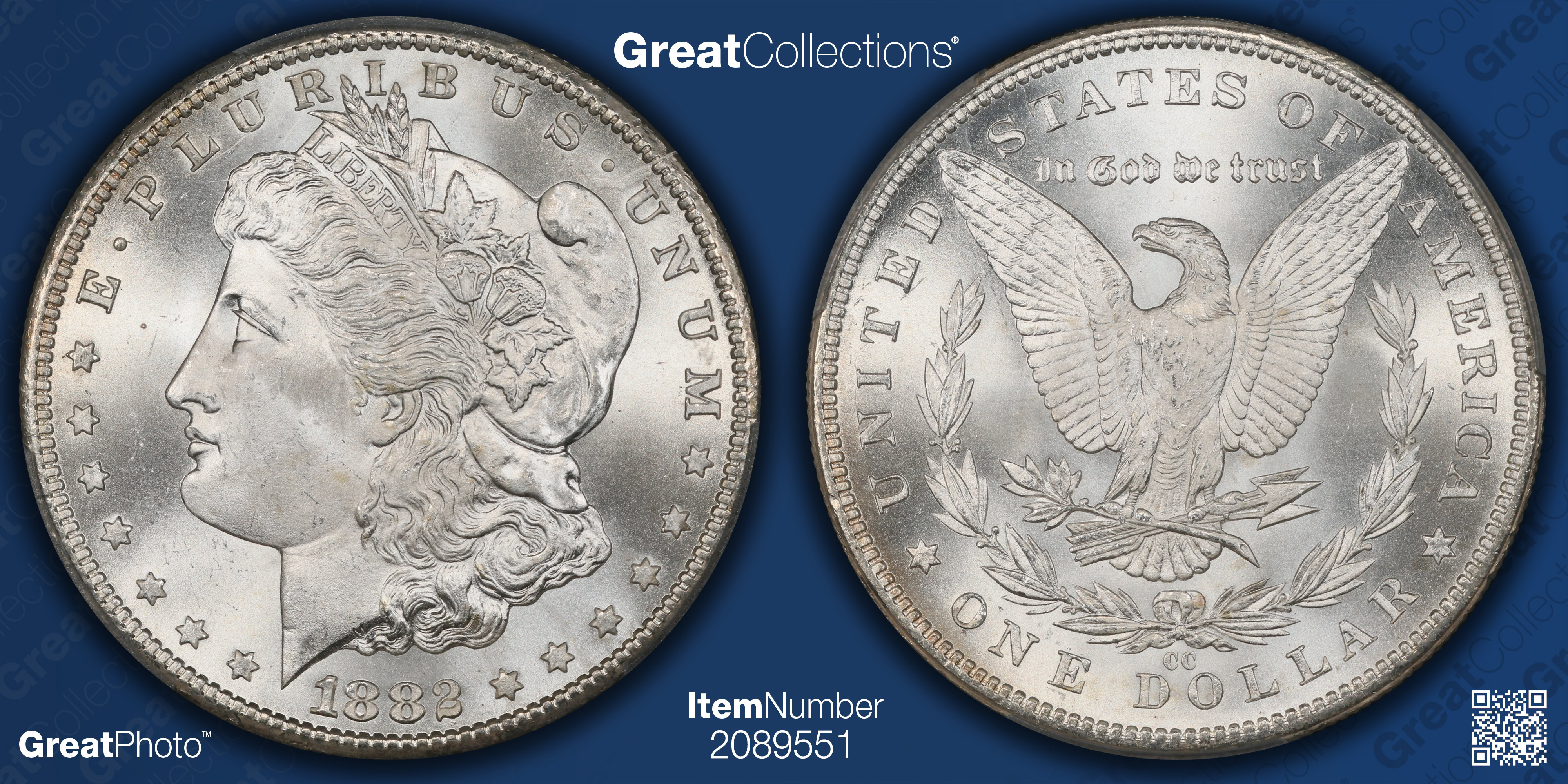 1882-CC Morgan Silver Dollar PCGS MS-67 (CAC Green) (Item 2089551