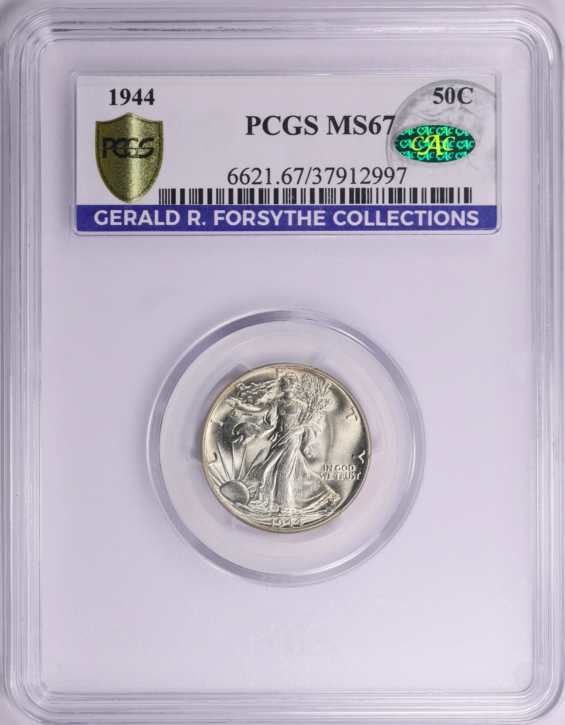 1944 Walking Liberty Half Dollar PCGS MS-67 (CAC Green) (Gerald R