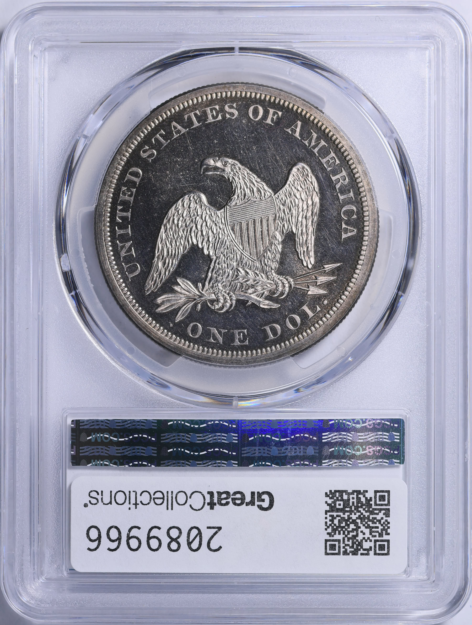 1860 Seated Liberty Silver Dollar PCGS Proof-62 CAMEO (CAC Green