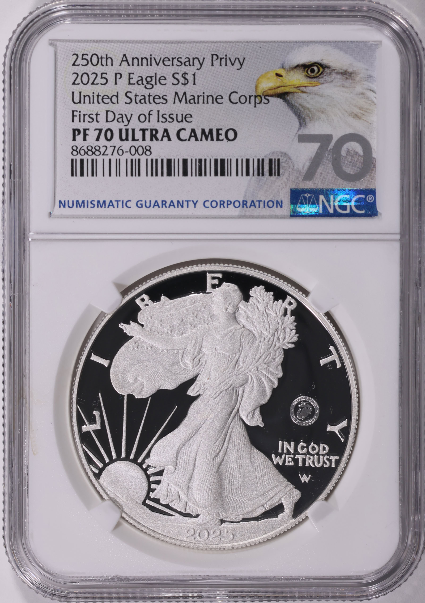 2025-P $1 Silver Eagle U.S. Marine Corps Privy 250th Anniversary