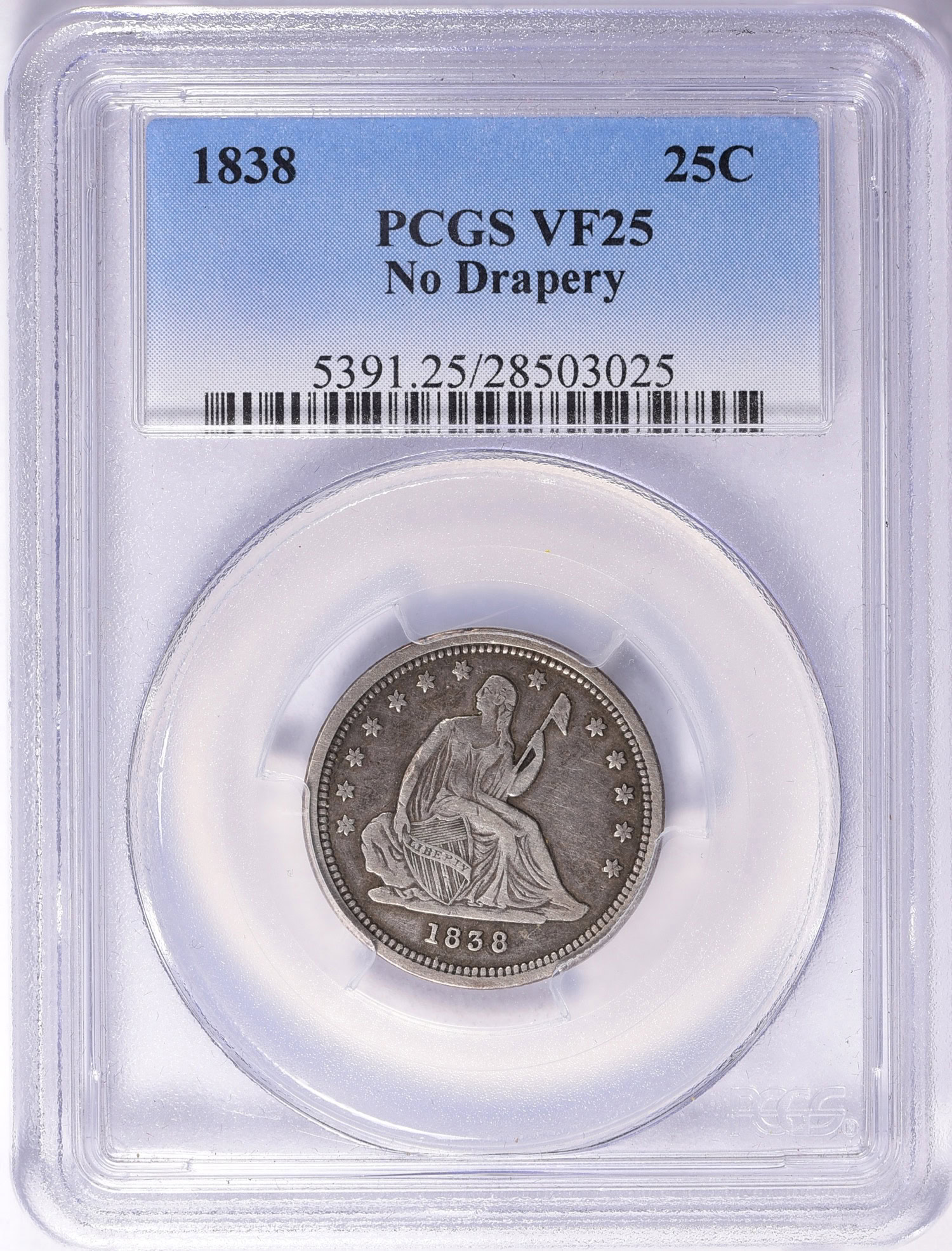 1838 Seated Liberty Quarter No Drapery PCGS VF-25 (Item 2091096